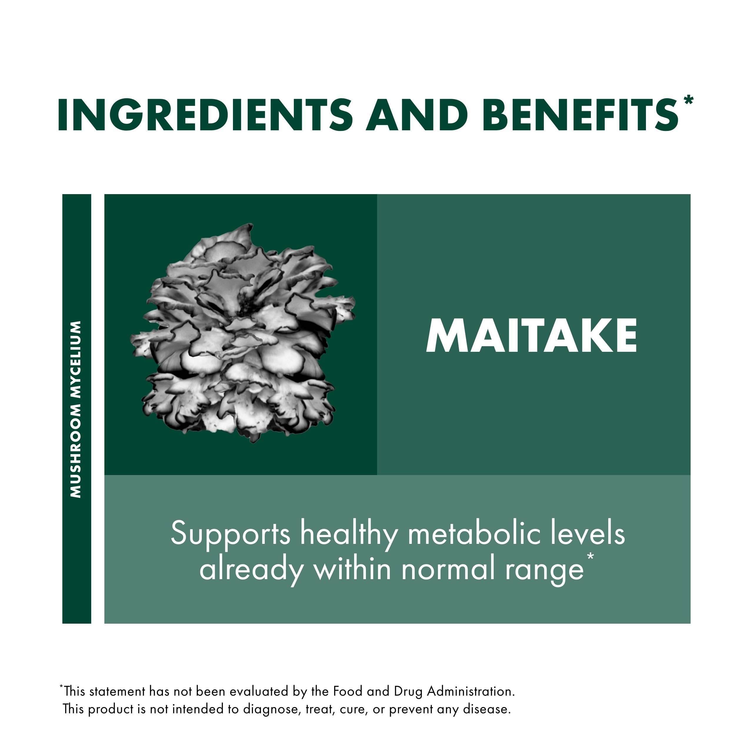 Host Defense Maitake: sans gluten et certifié biologique.