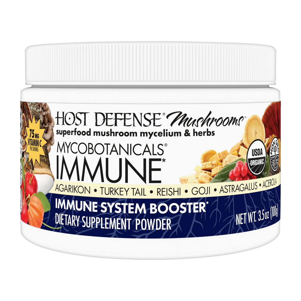 Host Defense MycoBotanicals Immunite Poudre emballage élégant et pratique