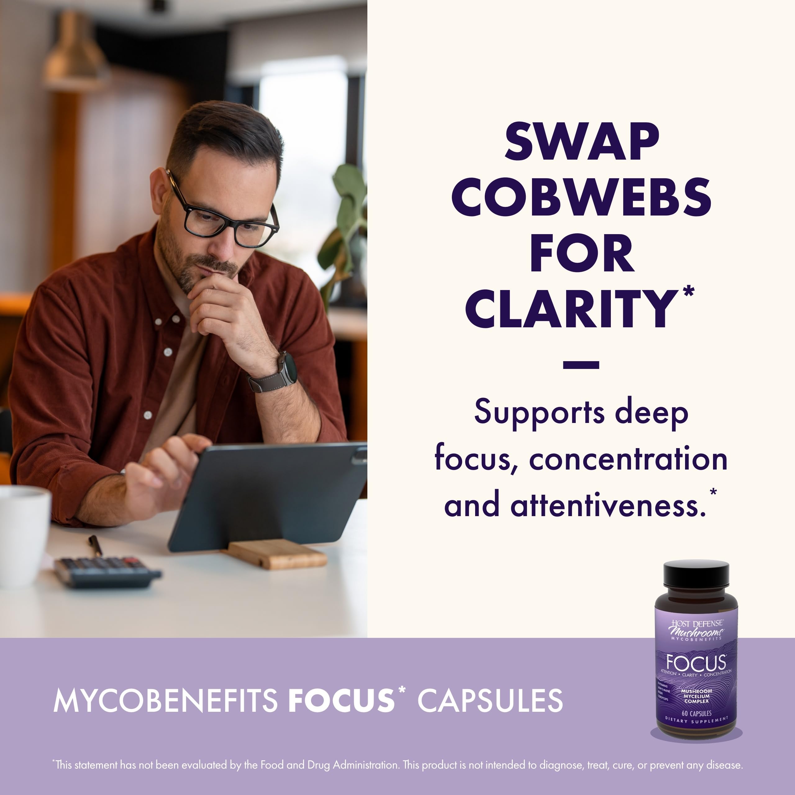 Reishi et Cordyceps apportent équilibre et énergie naturelle dans MycoBenefits Focus.