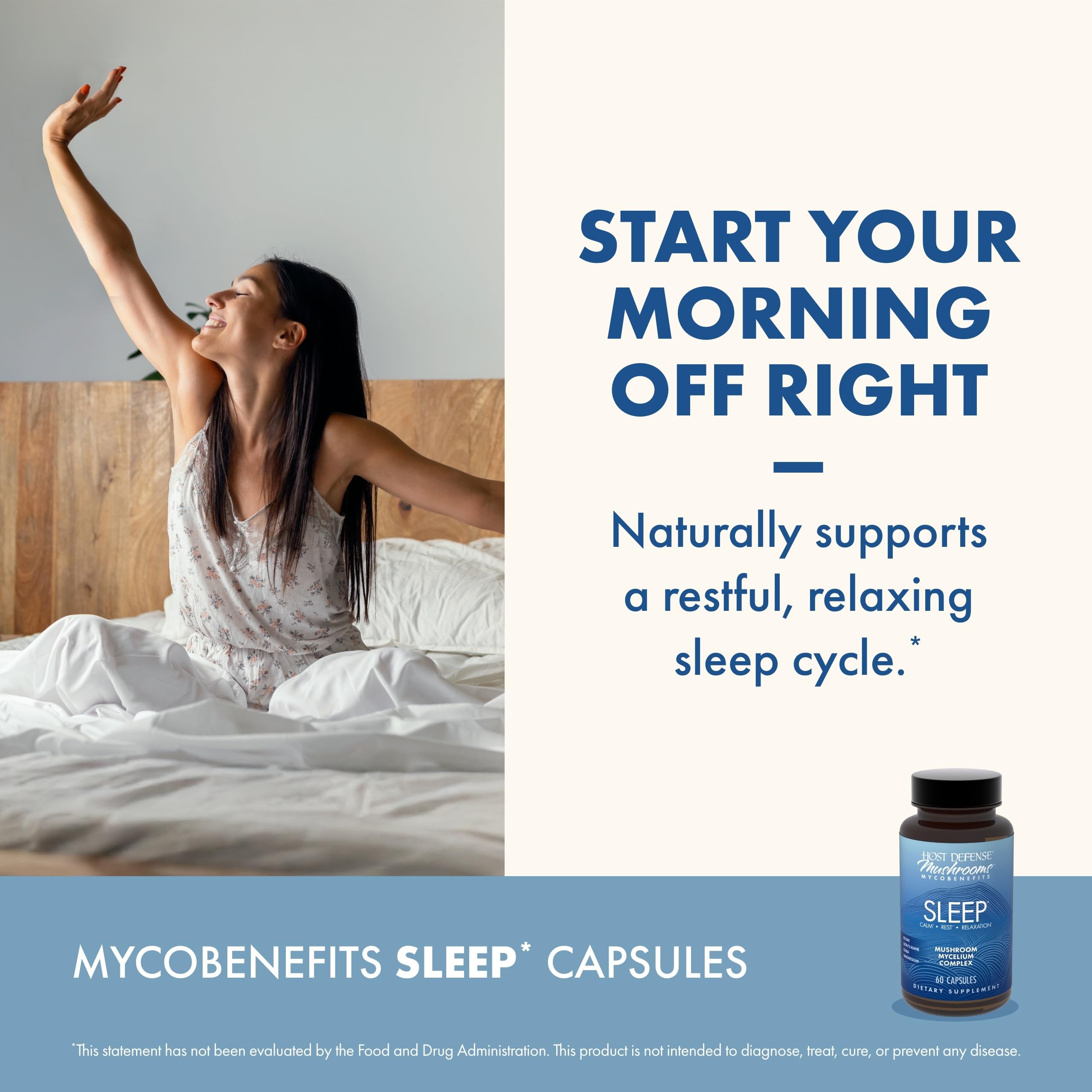 Host Defense MycoBenefits Sleep : prise facile avec un verre d'eau avant le coucher.