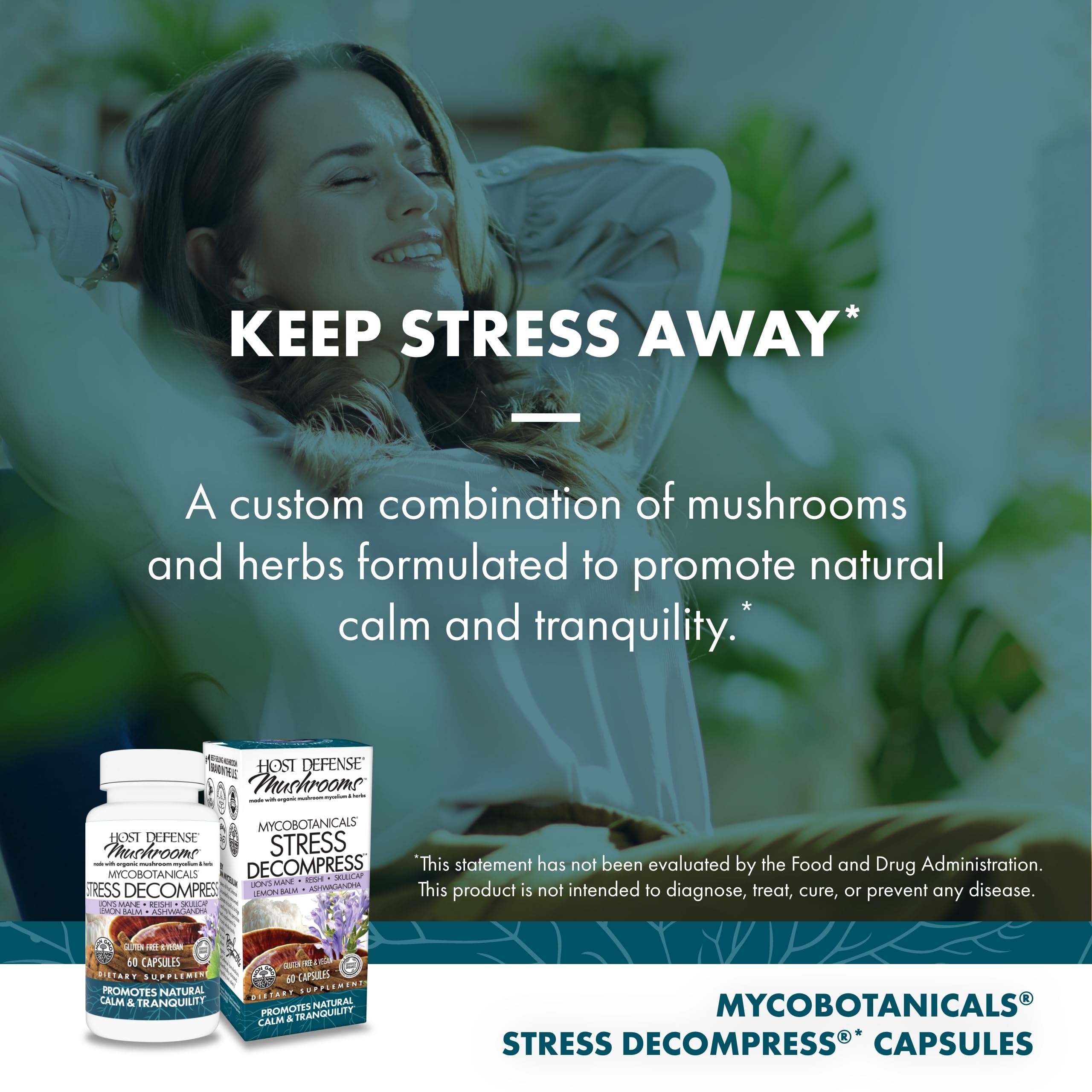 Host Defense MycoBotanicals Scutellaire aide relaxante pour le calme intérieur