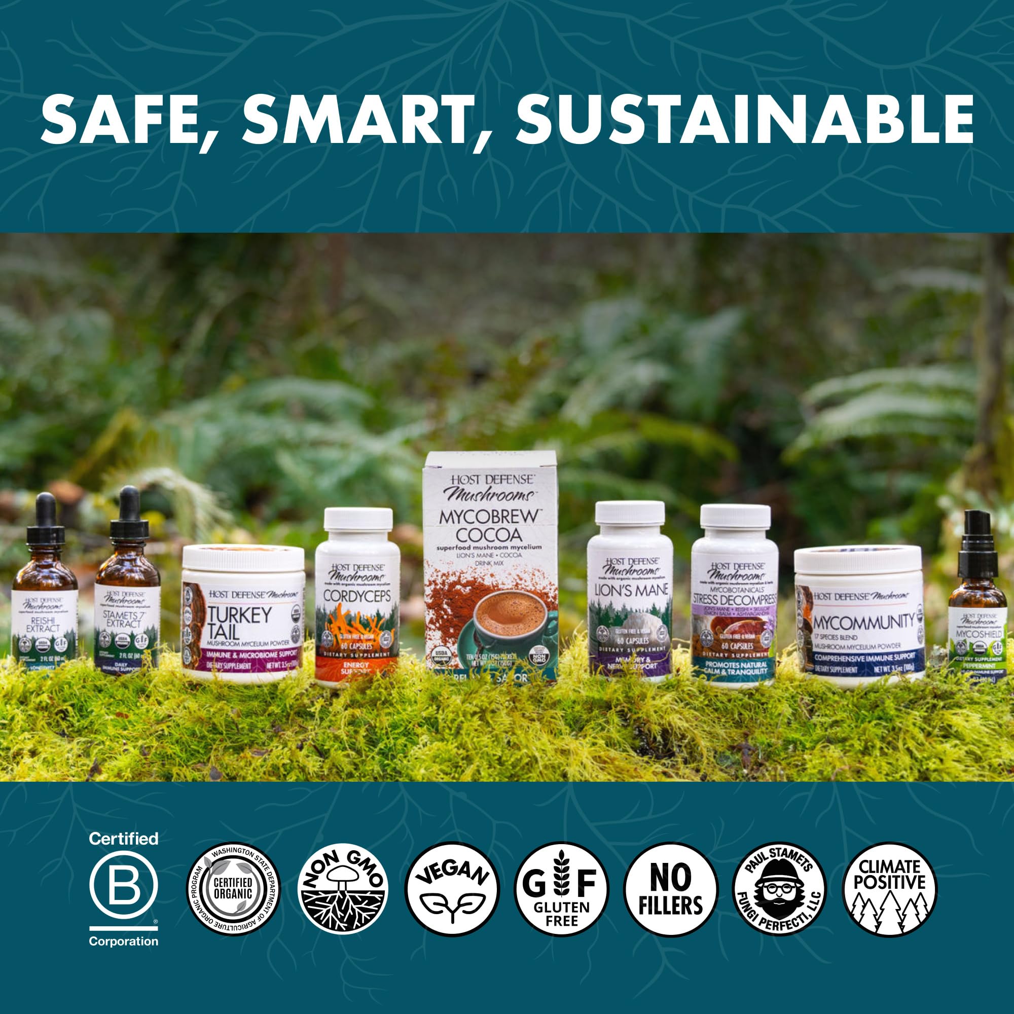 Host Defense MycoBotanicals Substrat riz organique fermenté champignons nourrissants