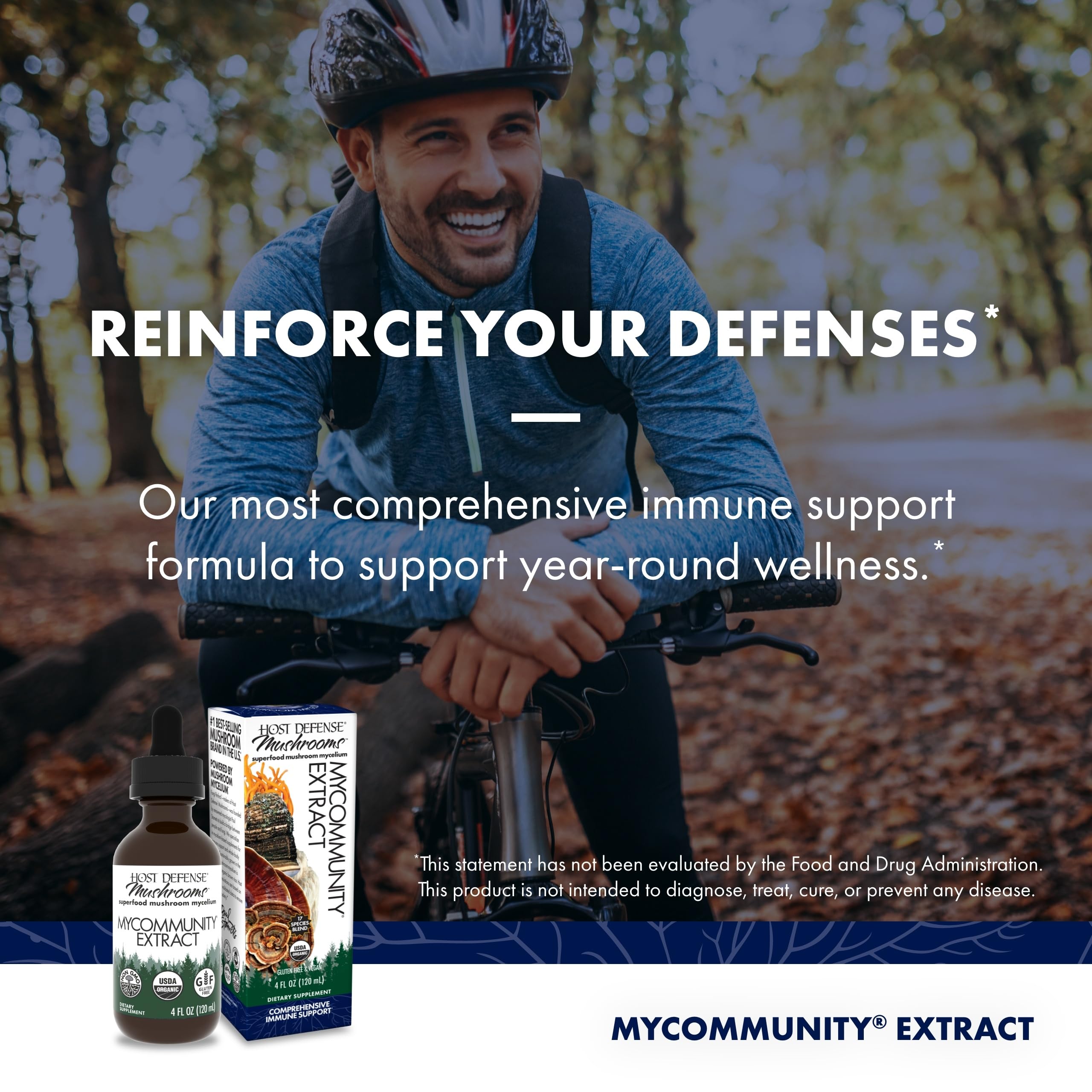 Host Defense MyCommunity Extract – mycelium sur riz brun, base naturelle.