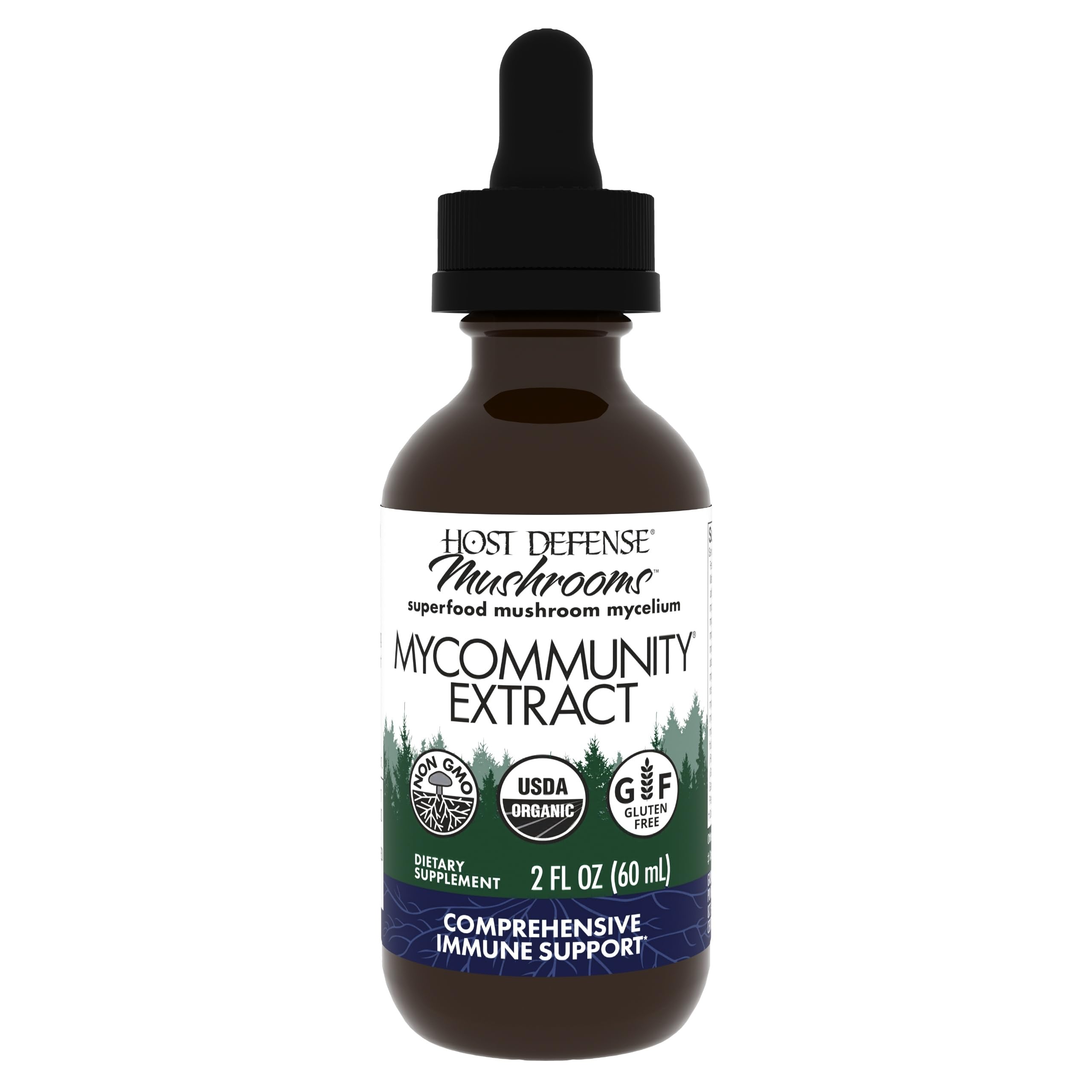 Host Defense MyCommunity Extract : bouteille-goutte pour un soutien immunitaire potentiel au quotidien.