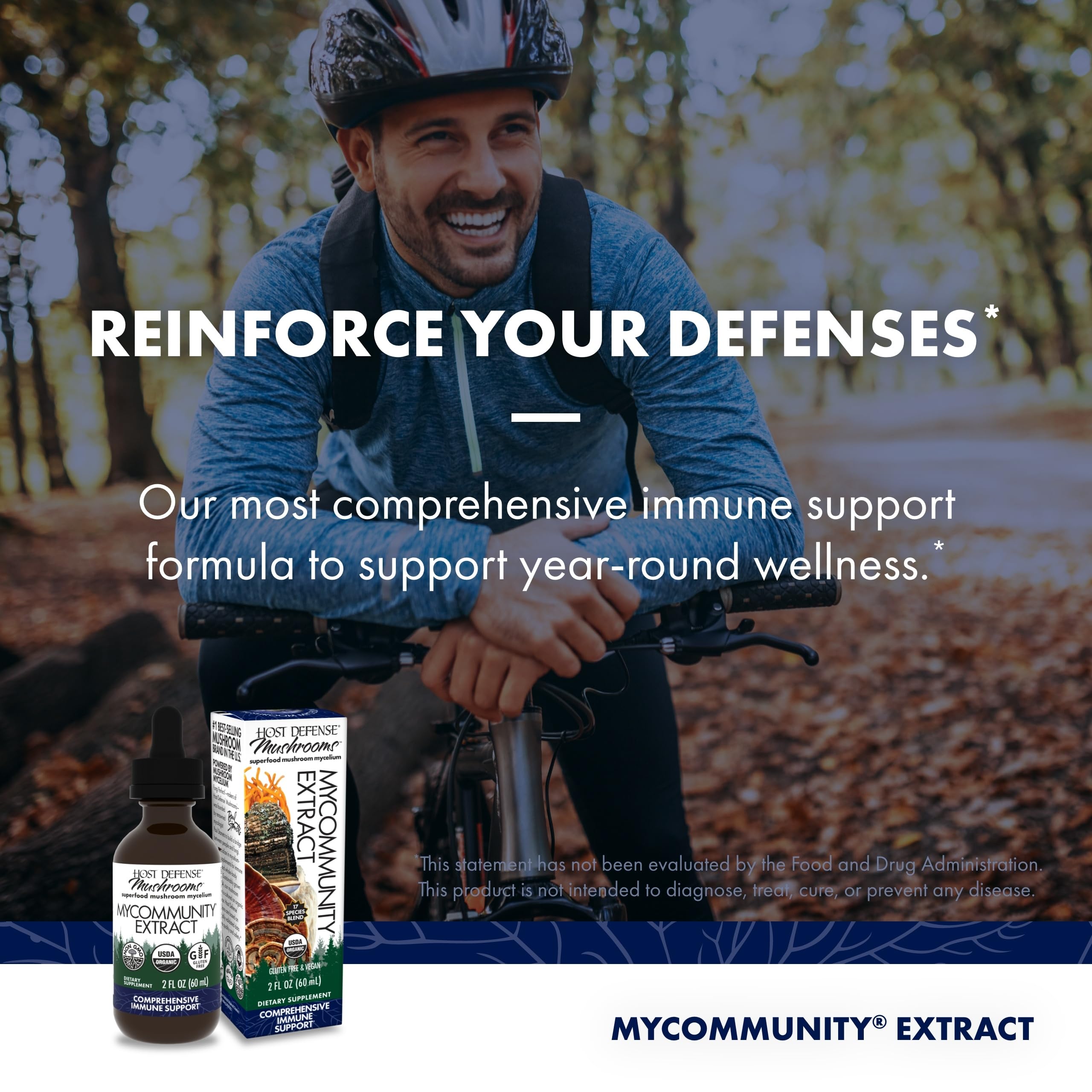 Host Defense MyCommunity Extract : maitake et royal-sun-blazei, richesse naturelle pour l'équilibre.