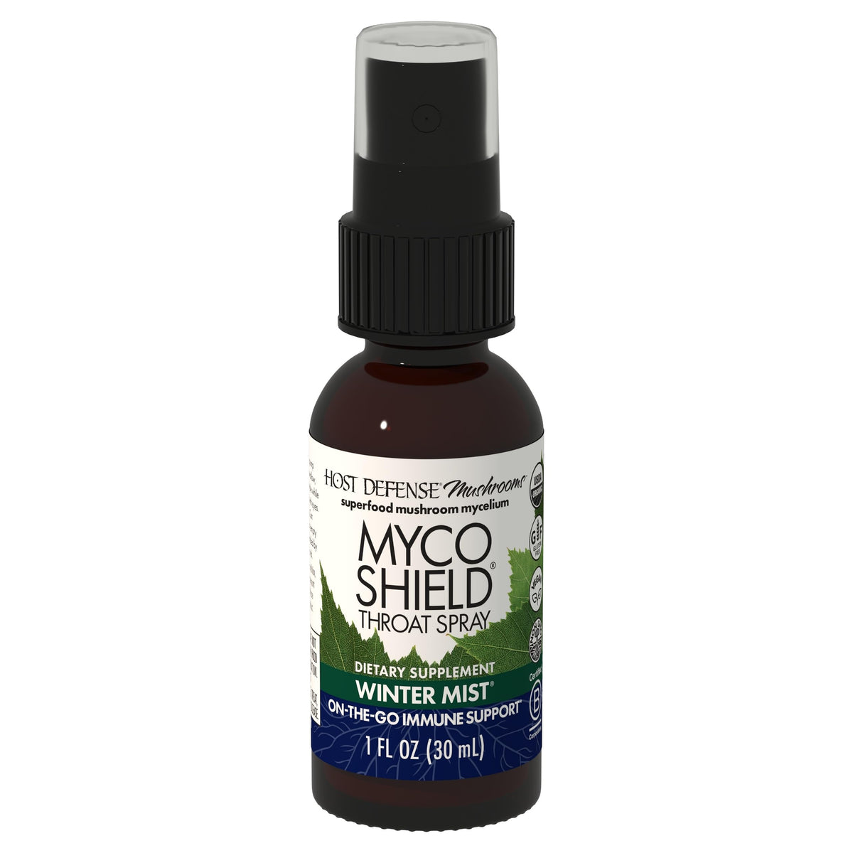 MycoShield spray gorge, pratique en déplacement pour un soutien immunitaire potentiel.