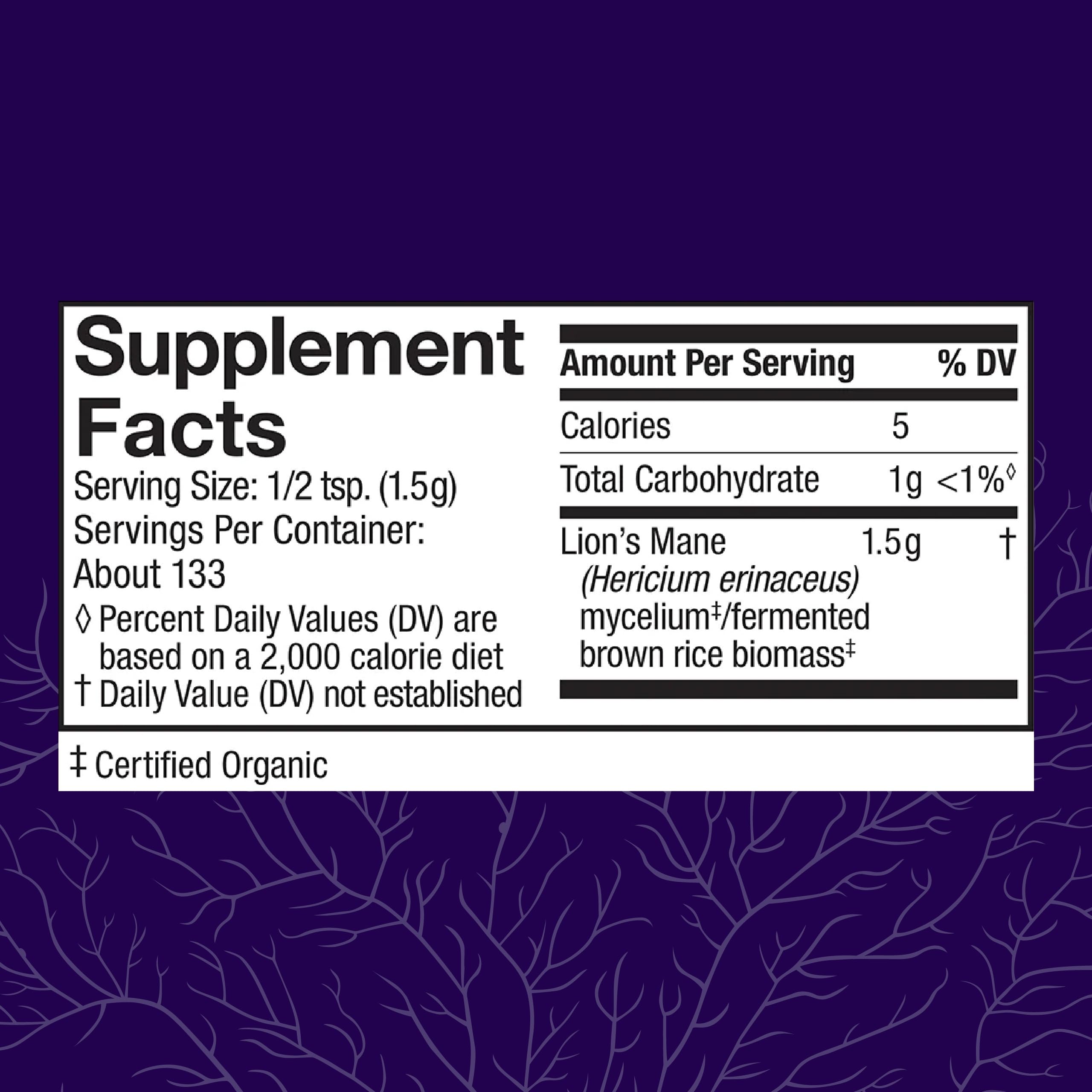 Poudre Lion's Mane avec doseur pour un dosage précis au quotidien.