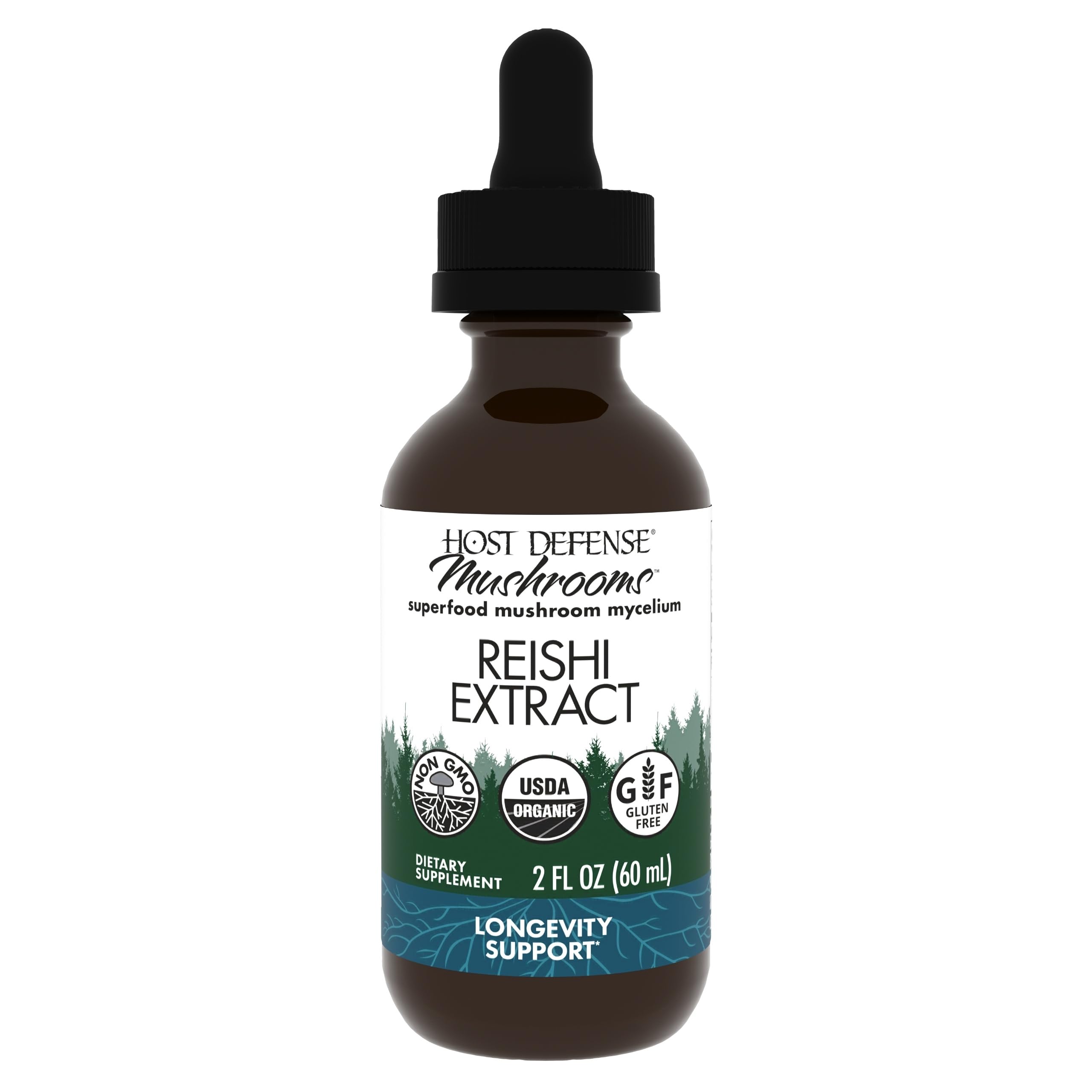 Host Defense Reishi Extract, flacon-gouttes: soutien immunitaire quotidien et énergie douce.