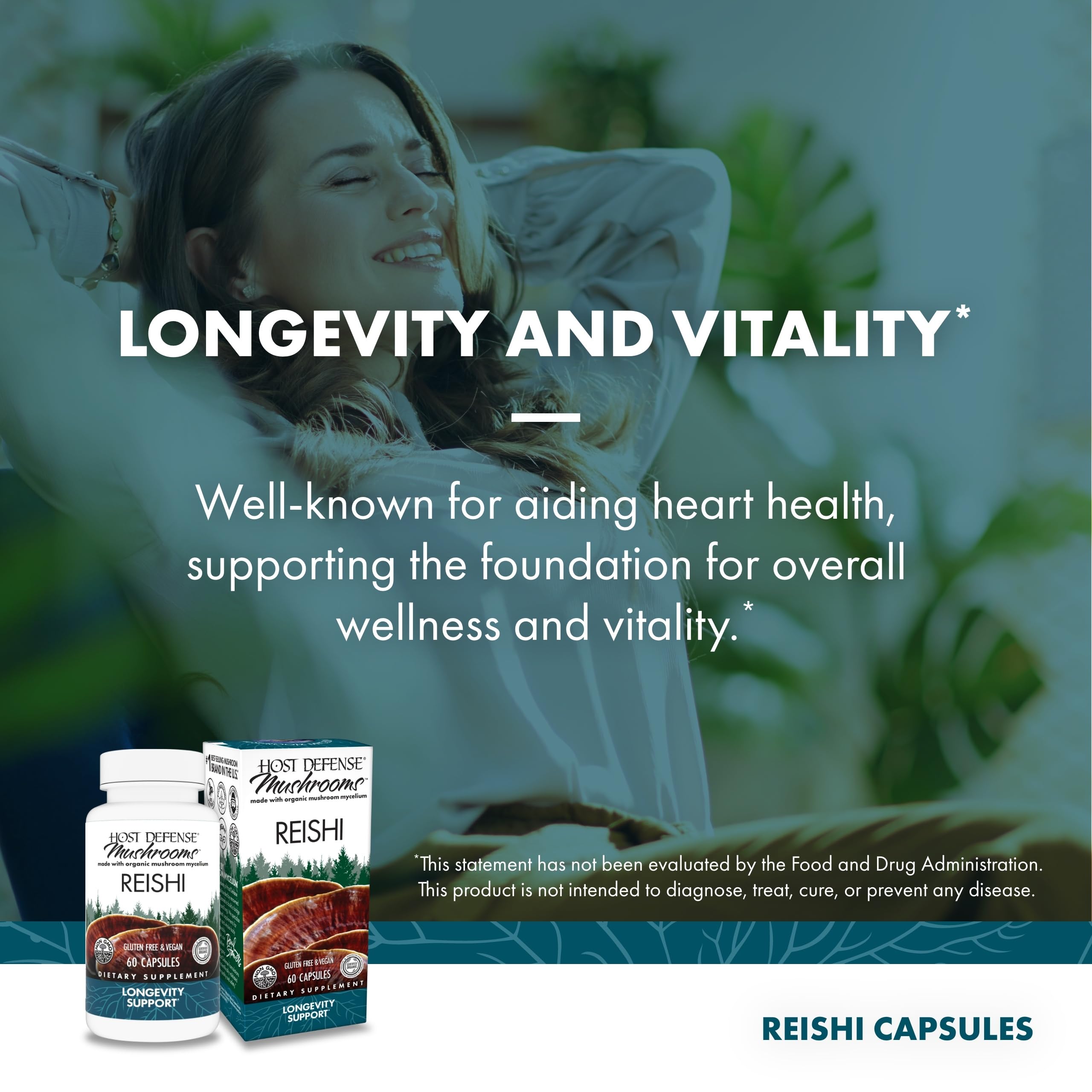 Mycelium Reishi Host Defense sur riz brun, base naturelle et durable.