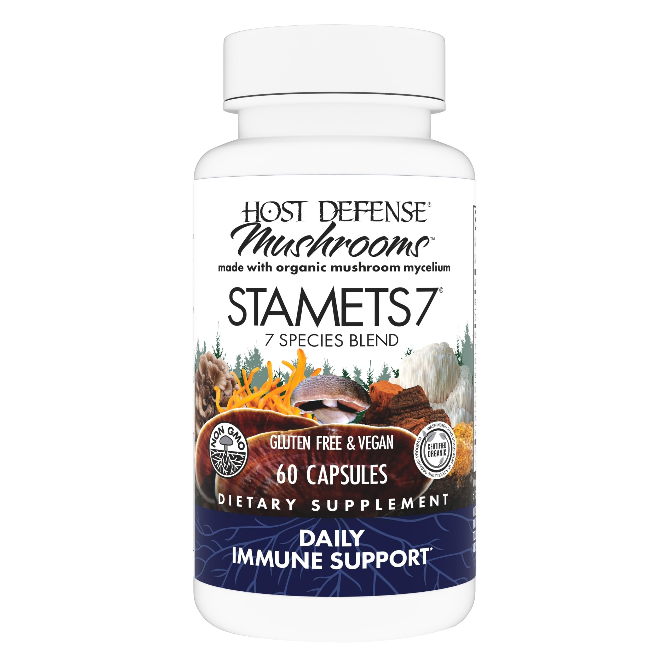 Host Defense Stamets 7-7 bouteille de capsules pour le soutien immunitaire quotidien