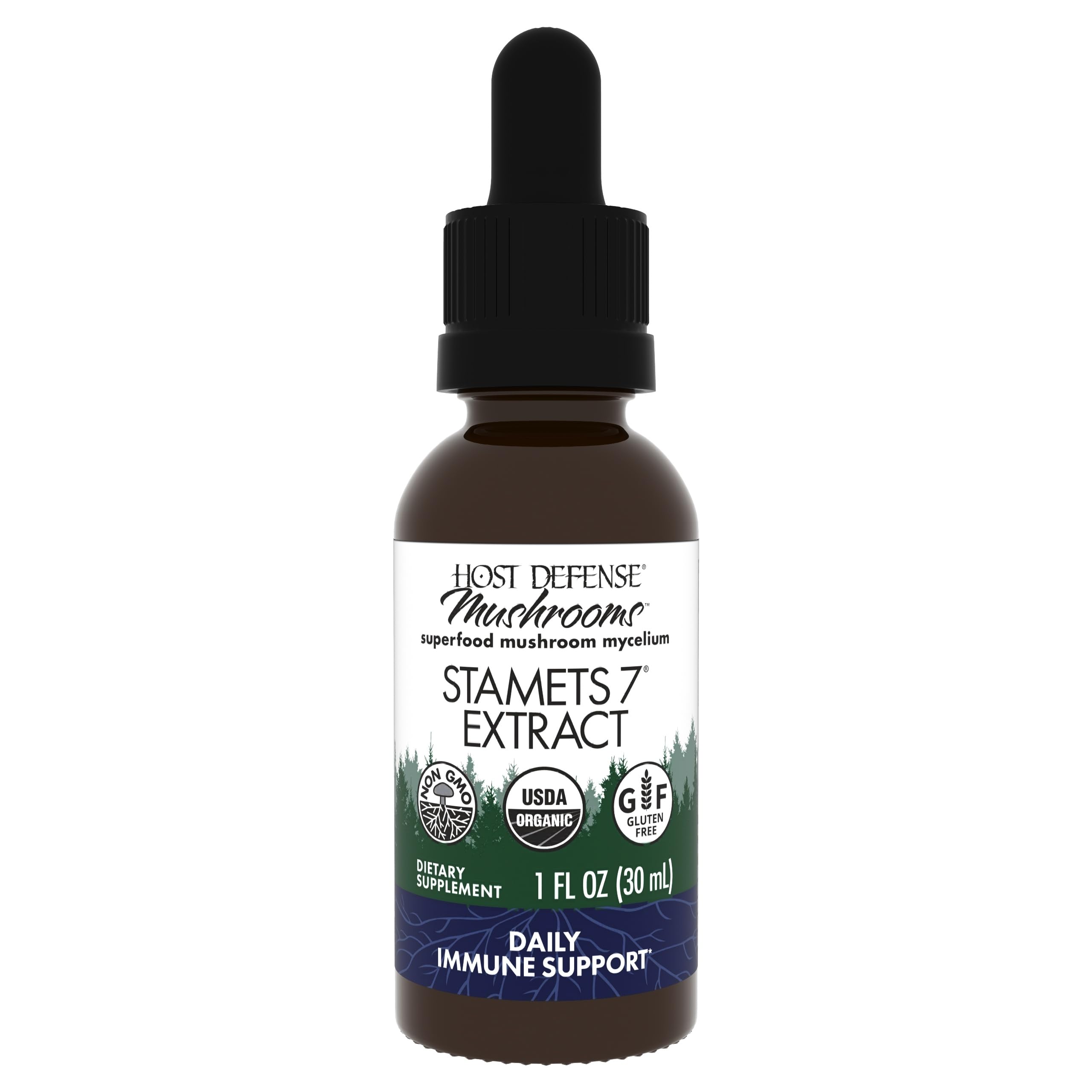 Host Defense Stamets 7 Extract – bouteille: format pratique pour une prise quotidienne.