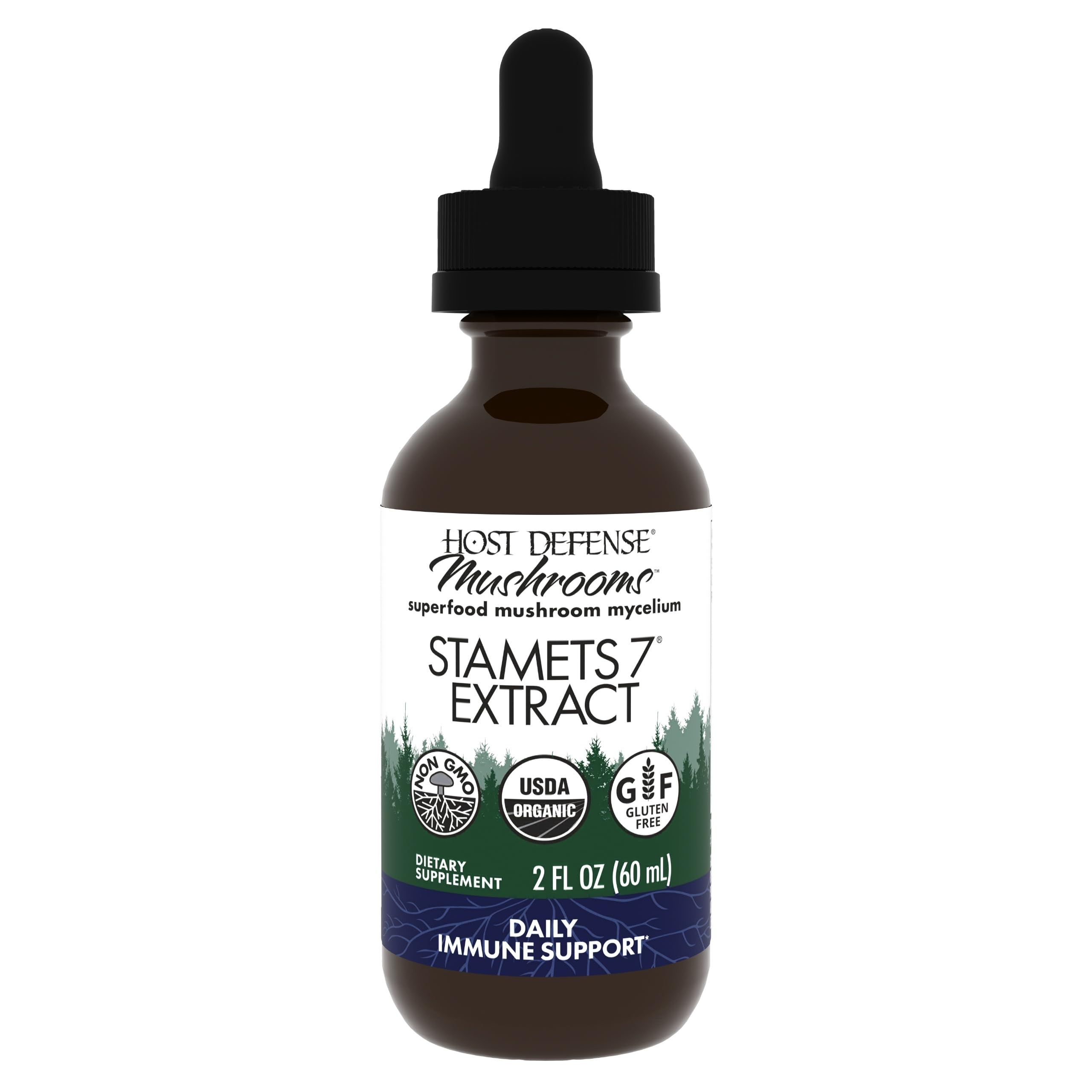 Host Defense Stamets7: bouteille visible, soutien immunitaire potentiel.
