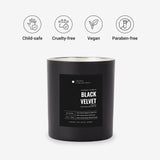 Bougie Noire Velours 14oz Hotel Collections; cire vegan et mèche coton pour combustion propre.