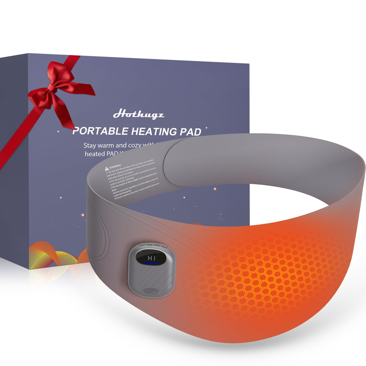 HOTHUGZ ceinture chauffante portable montrant le design discret et le confort quotidien.