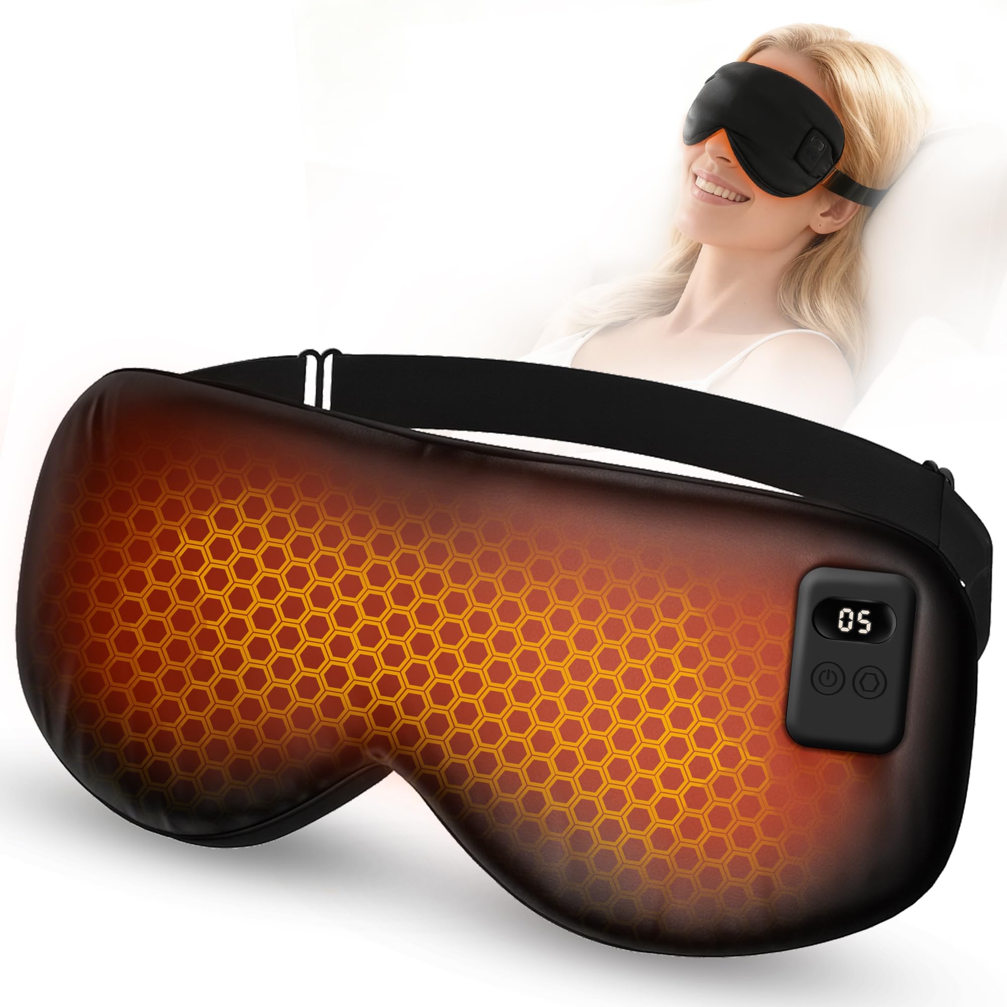 Masque yeux chauffant HOTHUGZ en soie, confort portable sur la route.