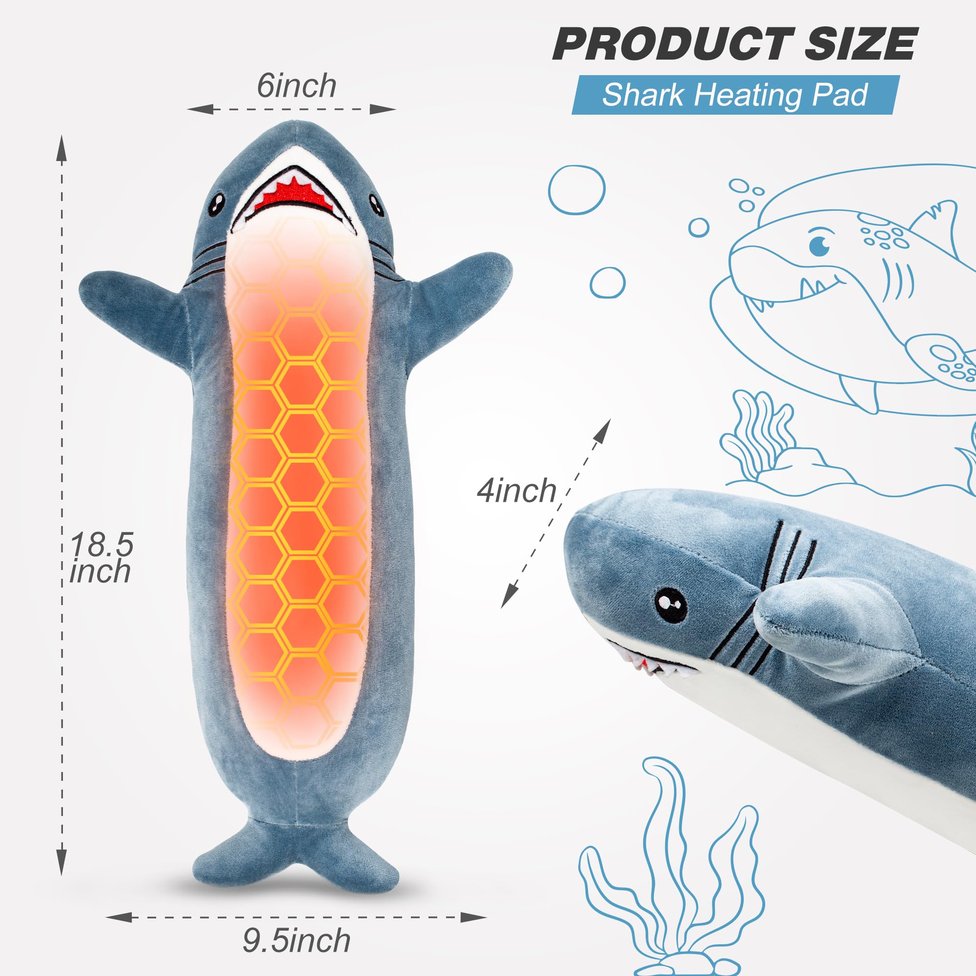 HOTHUGZ Requin chauffant, 3 niveaux de chaleur ajustables pour le confort.