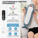 HOTHUGZ Requin chauffant, prise USB visible, pratique sur ordinateur ou power bank.