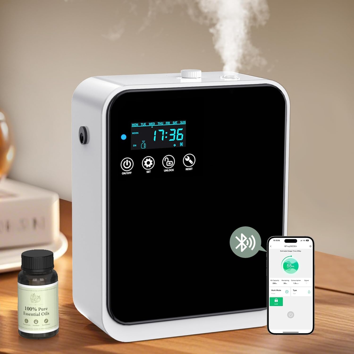 HOTOIQ diffuseur sans eau avec app Aroma Buddy pour contrôle personnalisé.