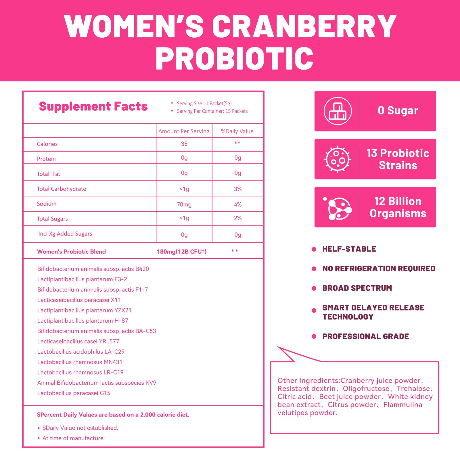 House of Nutrition Women Probiotic Poudre – pack 15 sachets, pratique à emporter.