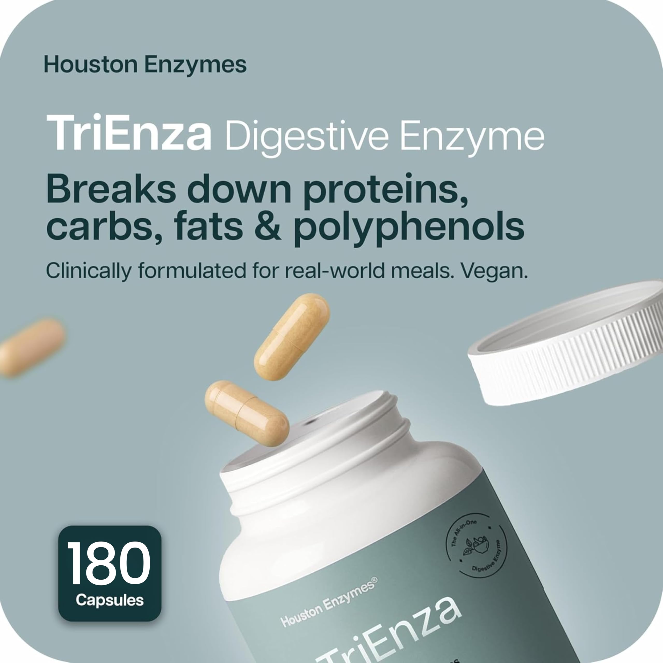 Houston Enzymes TriEnza gelules, facilitent l'assimilation des protéines et des glucides.
