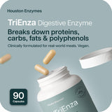 TriEnza Houston Enzymes – capsules digestives visibles facilitant les glucides et lipides.