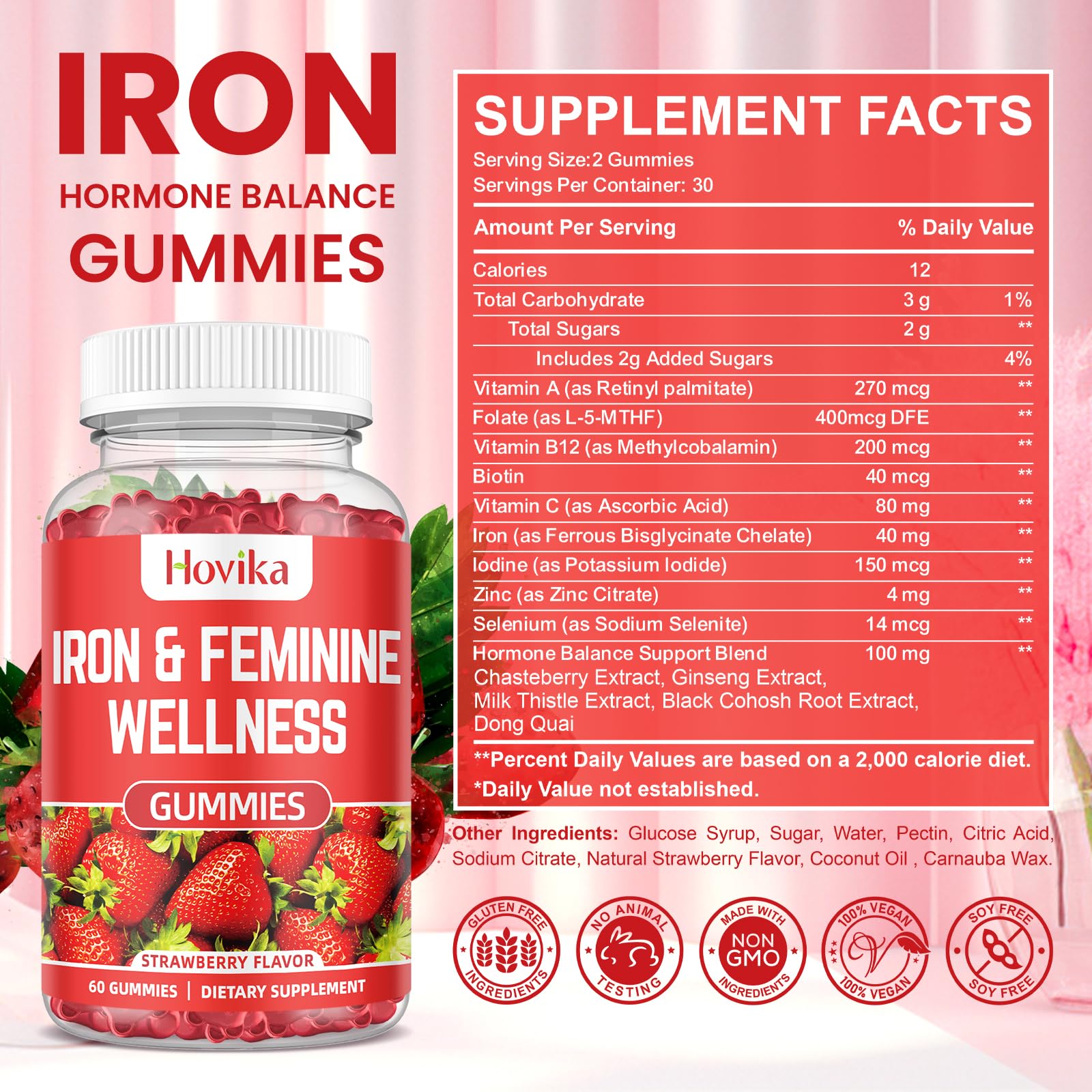 Gommes Hovika équilibre hormonal et fer pour le confort PMS.