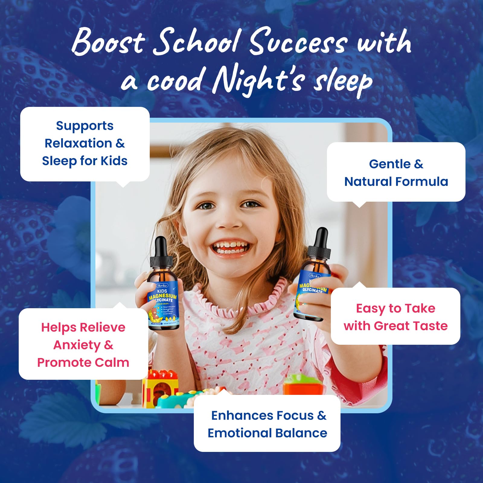 Gouttes Hovika pour enfants avec absorption douce et digestion agréable.