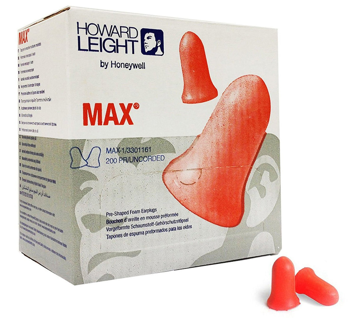 Howard Leight RTSMAX1 bouchons d'oreille préformés, couleur corail, confort durable pour un port prolongé.