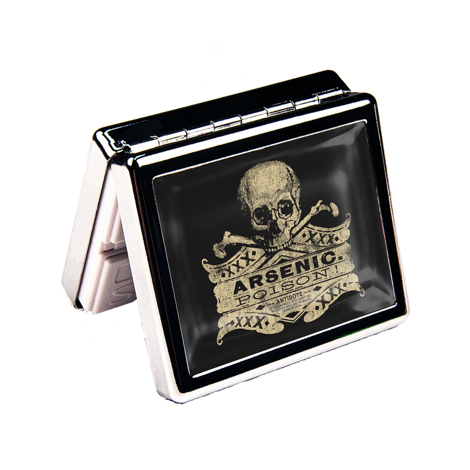 HowGuu design argent chrome, motif crâne arsenic, idéal comme cadeau vintage.