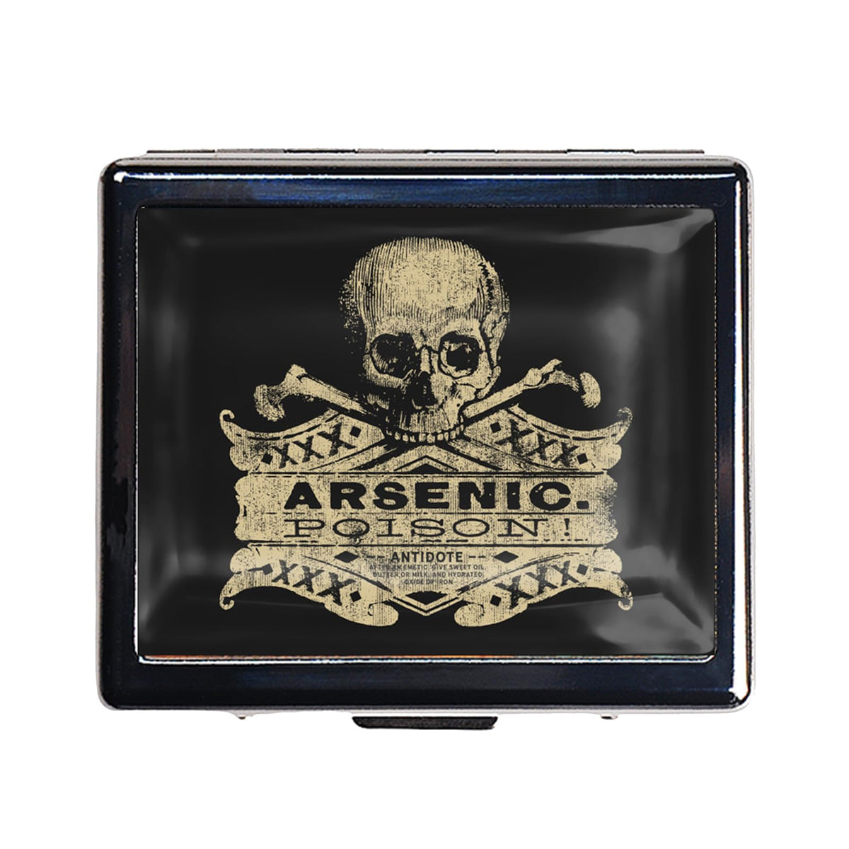 HowGuu organiseur pilules argent chrome avec miroir intérieur, pratique au quotidien.