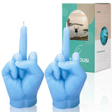 Hozodusi Bougie doigt moyen bleu en duo, déco tendance et cosy.