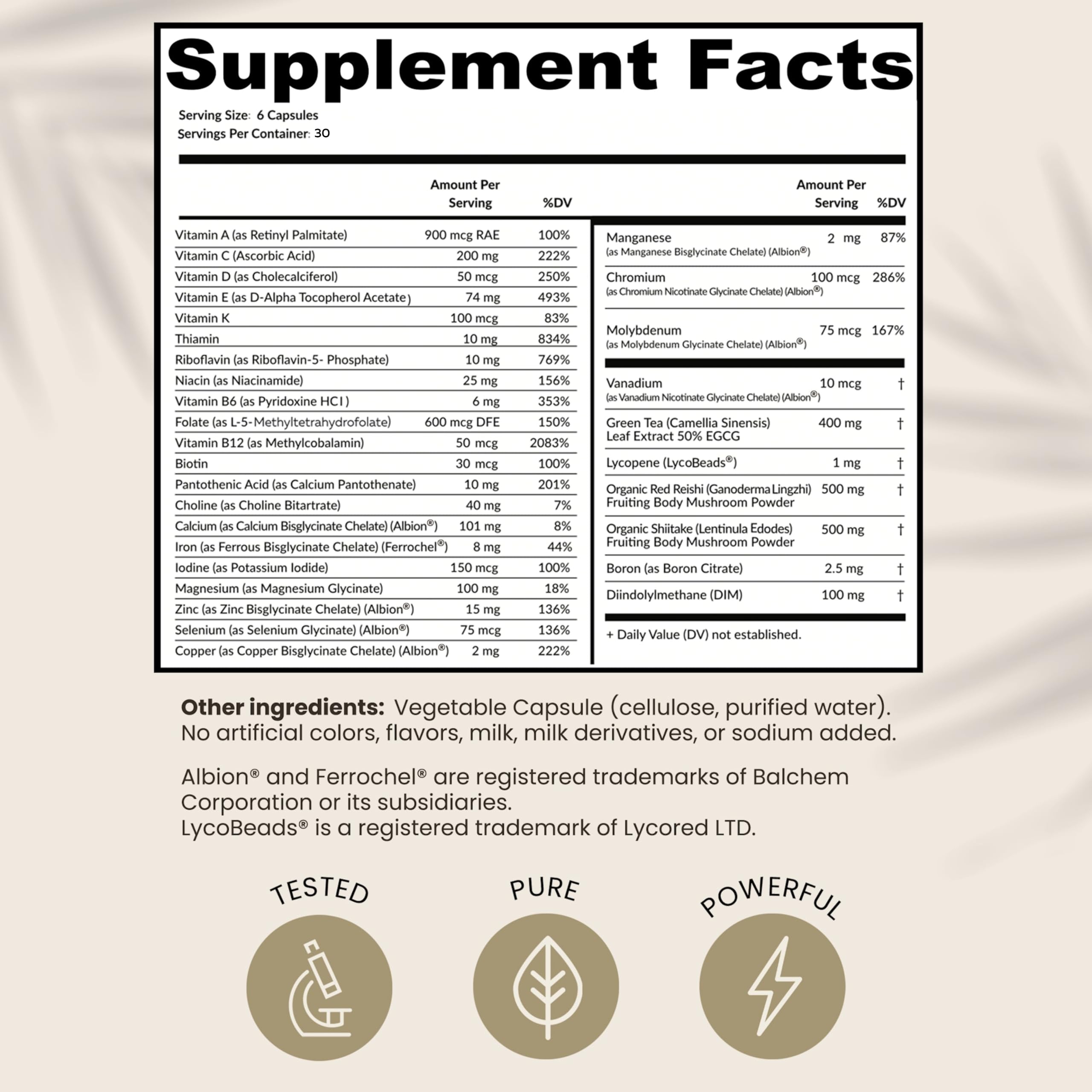 HPD Rx ONE vegetarien-fabrique-etats-unis: produit végétarien fabriqué aux États-Unis.