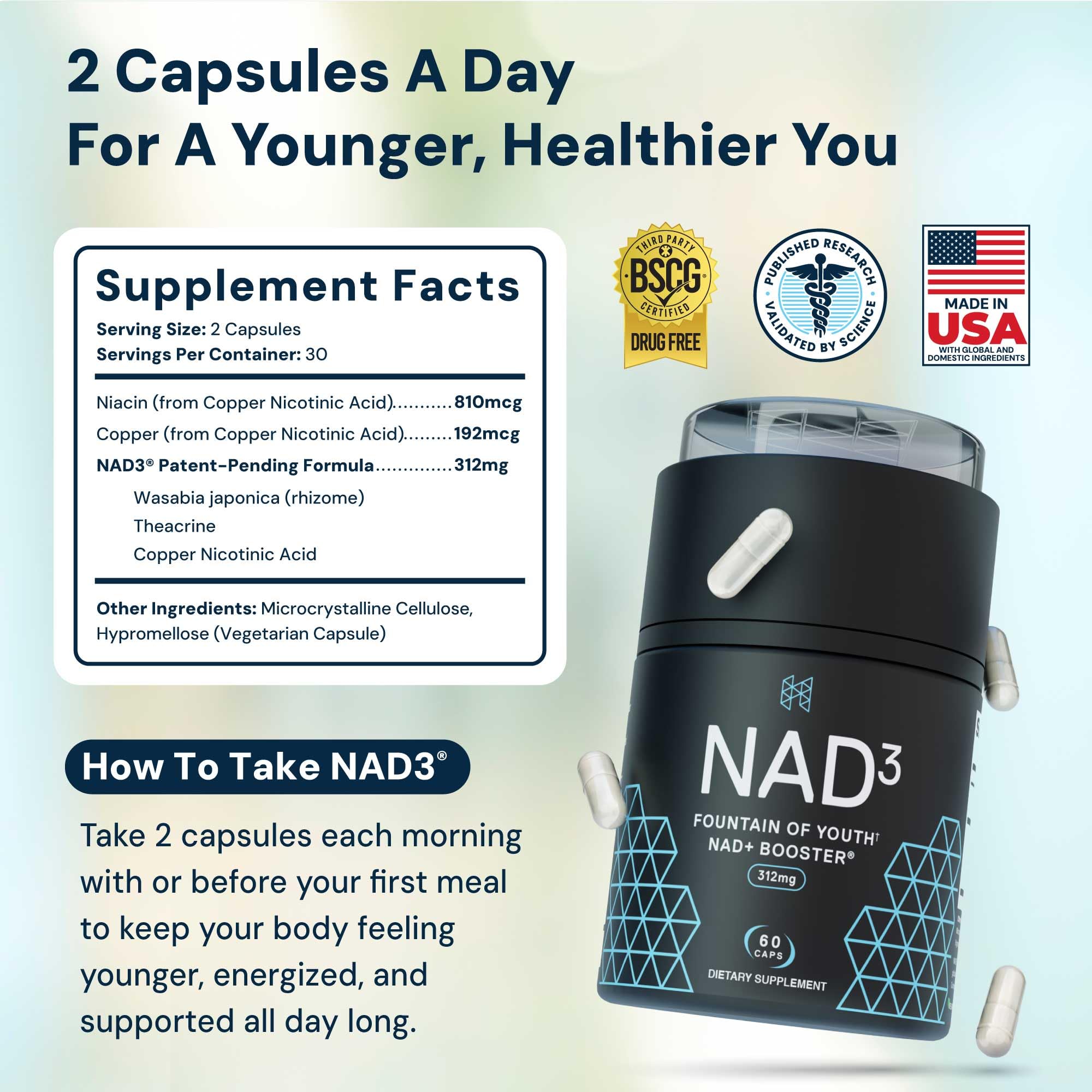 HPN NAD3: capsules dosées, prise pratique pour la routine quotidienne
