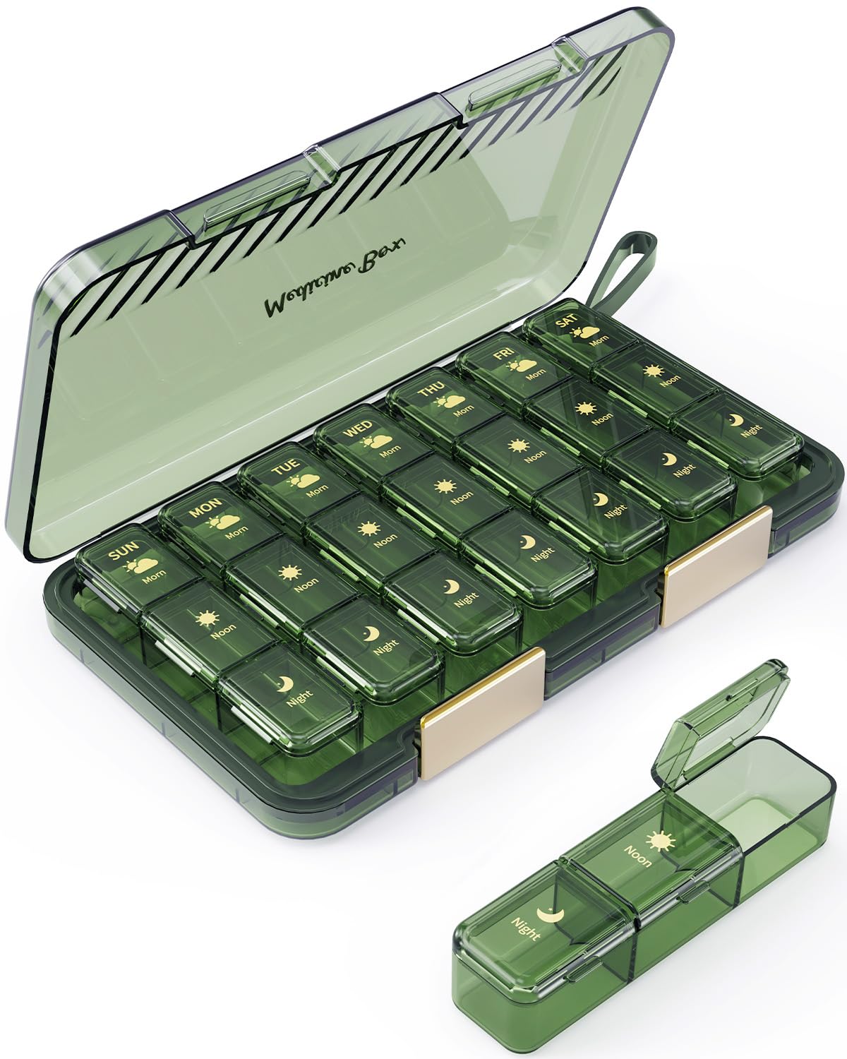 hreyfull: organisation hebdomadaire des pilules sur 7 compartiments, pratique pour la semaine.