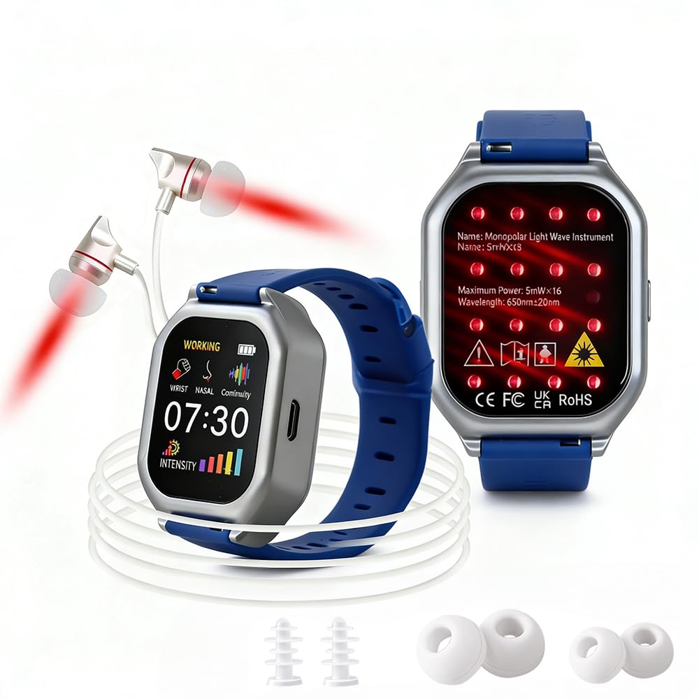 Hsiohe montre thérapie lumière rouge 650 nm pour les oreilles, relaxation ciblée.