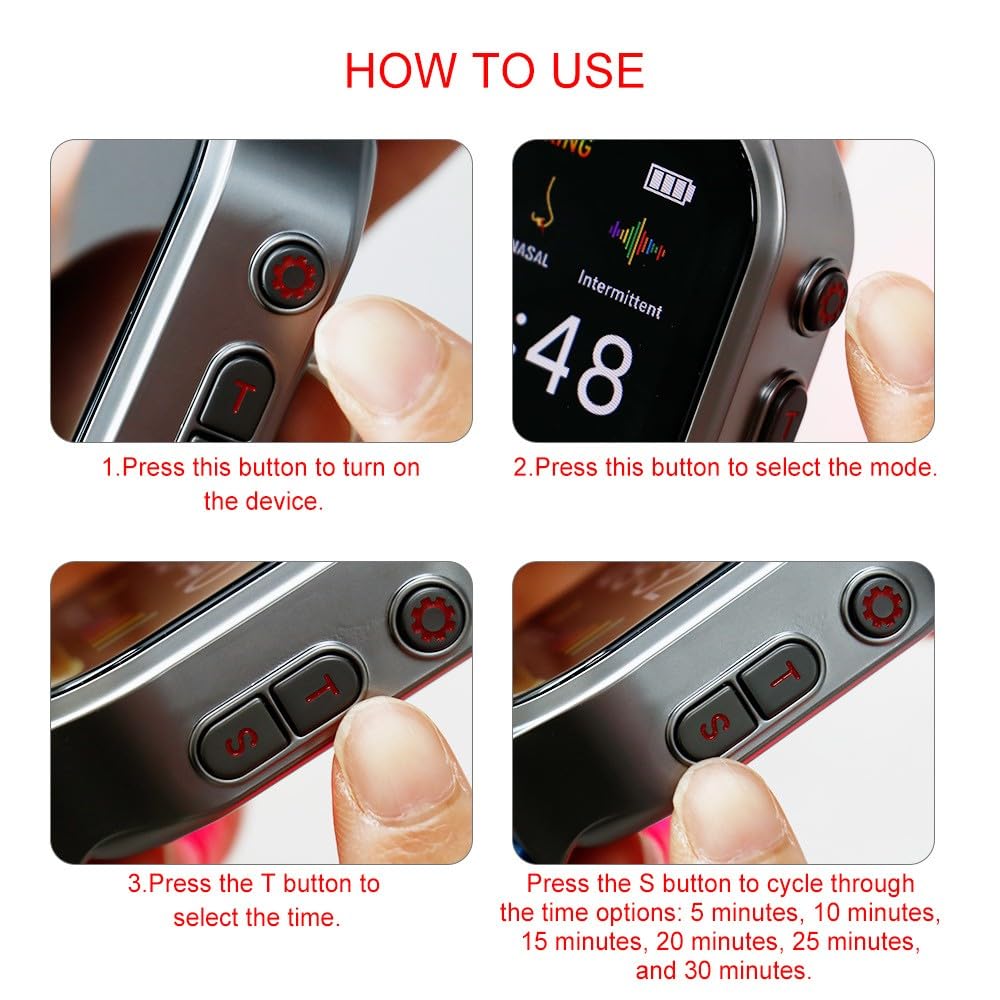 Hsiohe mode 3 en 1 montre rouge 650 nm pour oreilles et nez, bien-être quotidien.