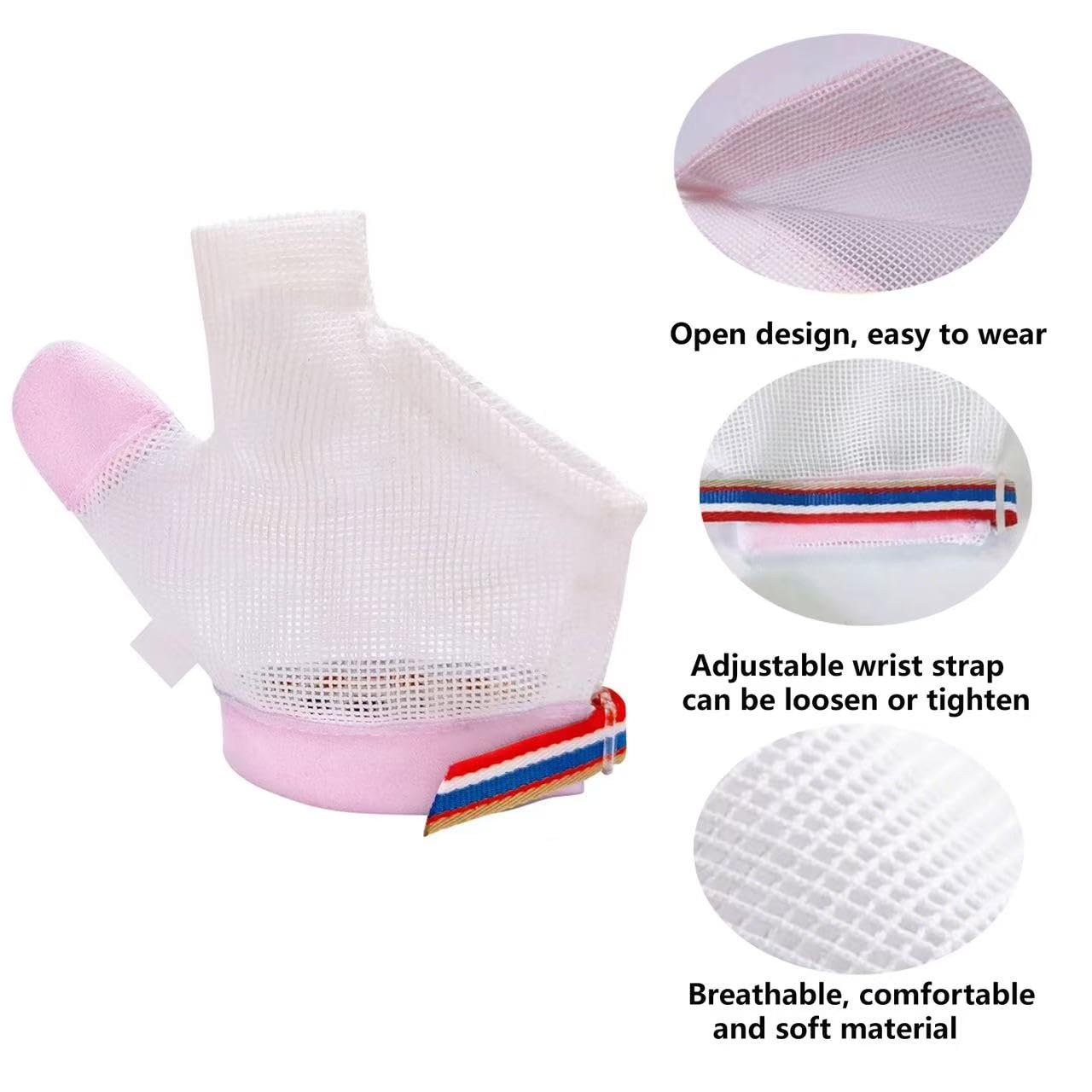 Gants HS&ROXIN anti-succion pouce rose, sangle réglable pour un ajustement personnalisé.