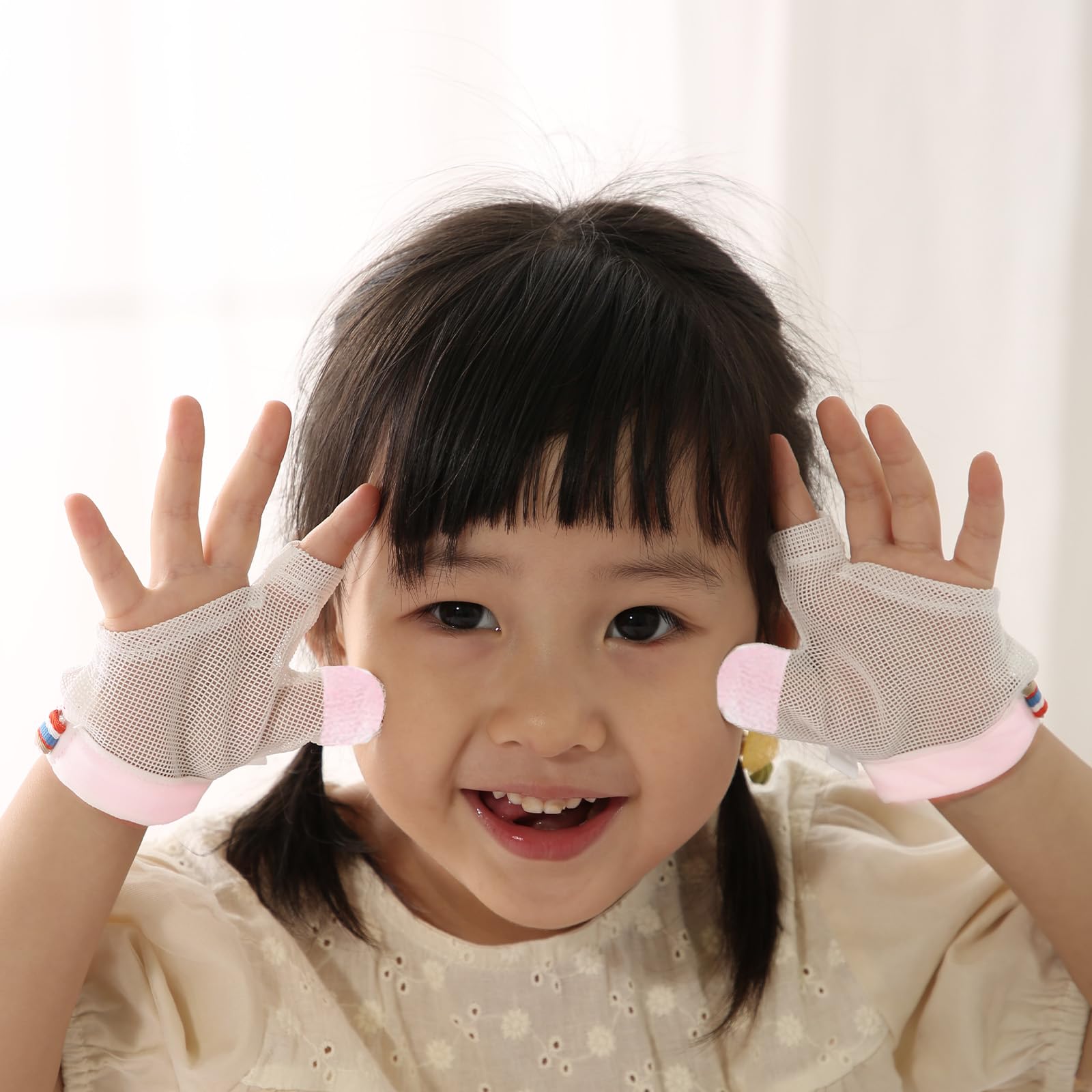 Gants HS&ROXIN anti-succion pouce rose, design anti-retrait pour utilisation en continu.