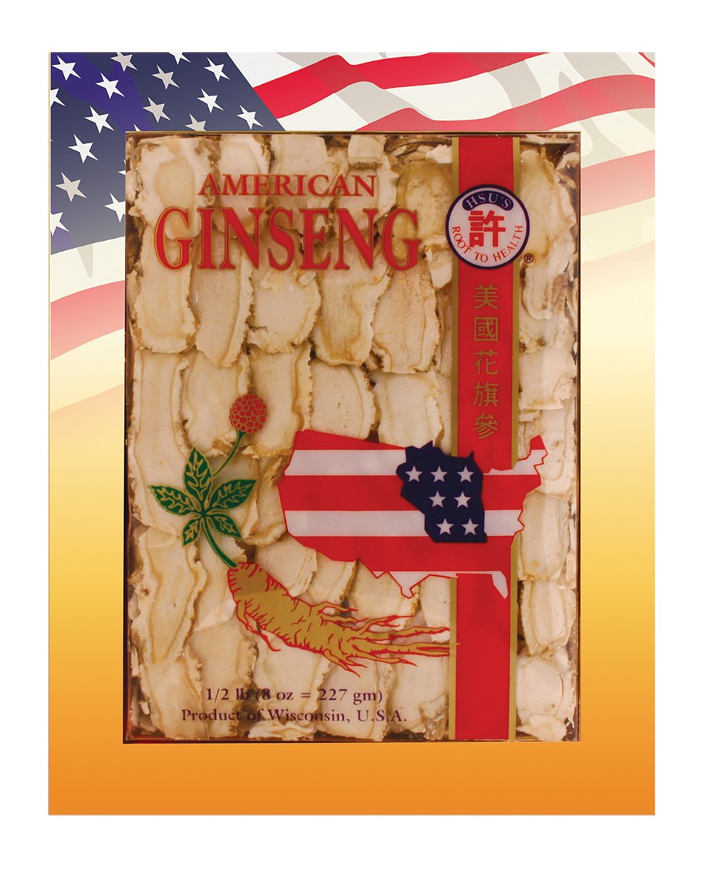 Ginseng américain Hsu's en tranches grandes et moyennes, prêt pour infusion.