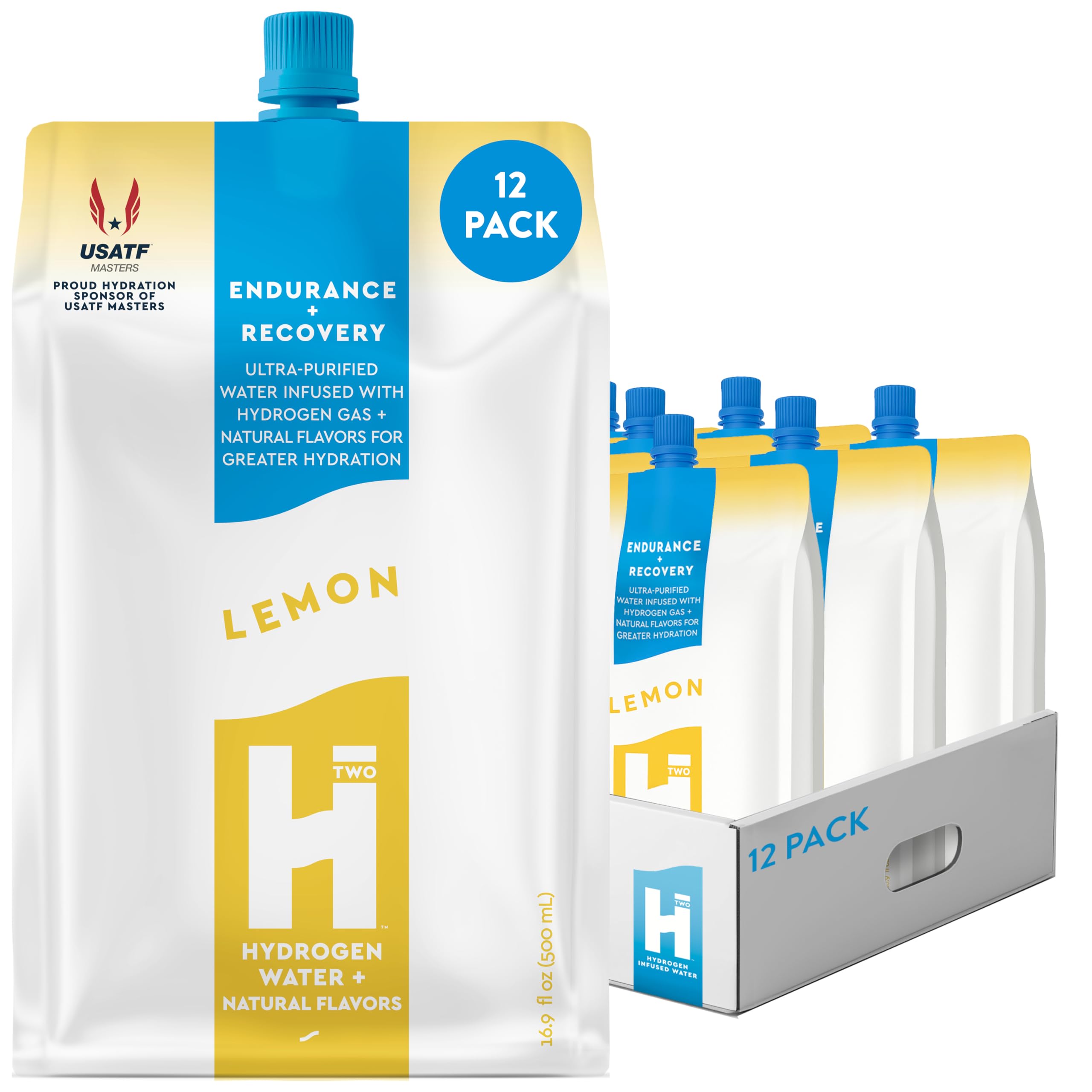 HTWO eau hydrogène citron, bouteille 500ml offrant une hydratation fonctionnelle sans sucre.