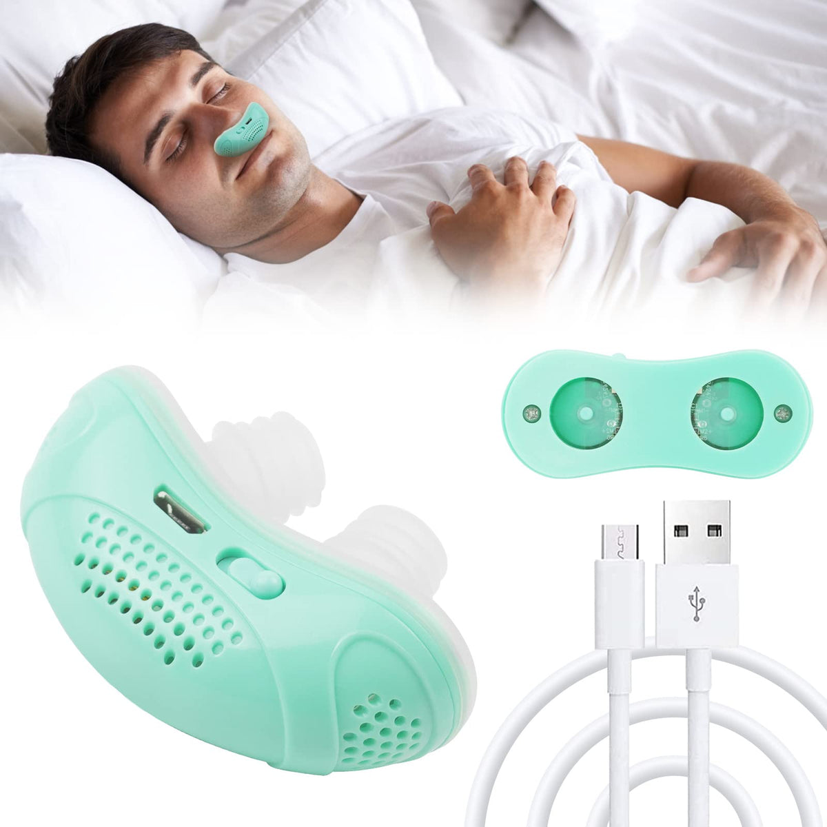 Hualai appareil anti ronflement mini vert menthe, pour respiration plus fluide pendant le sommeil.