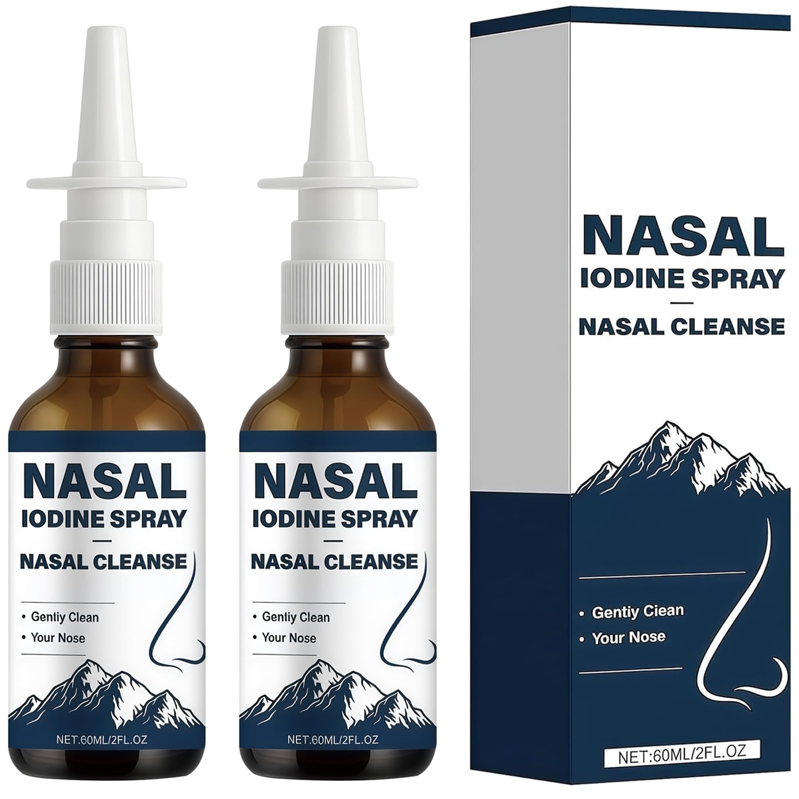Huatinent ensemble de deux sprays nasaux à l'iode, prêt pour usage quotidien.