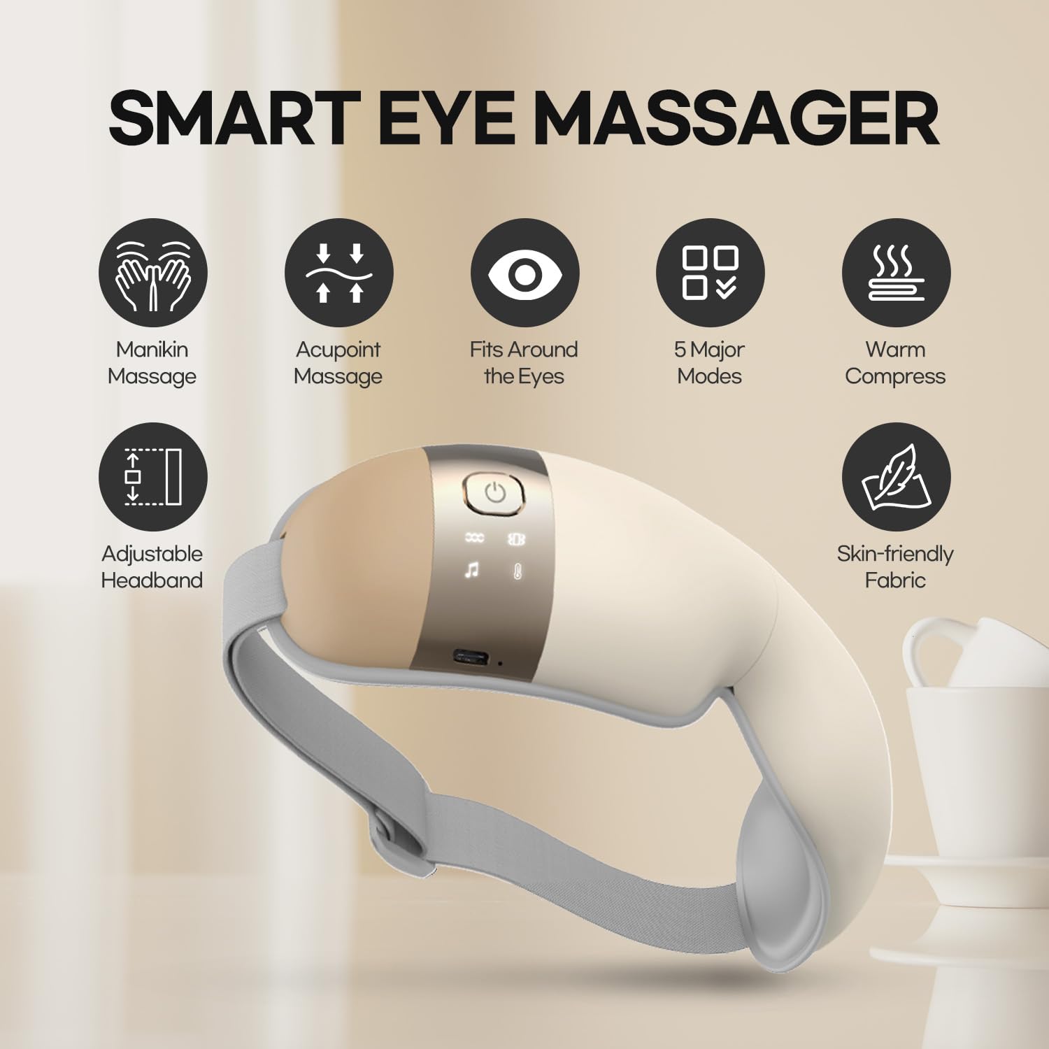 HubiCare Masseur Yeux - Massage mode: cinq options personnalisables.