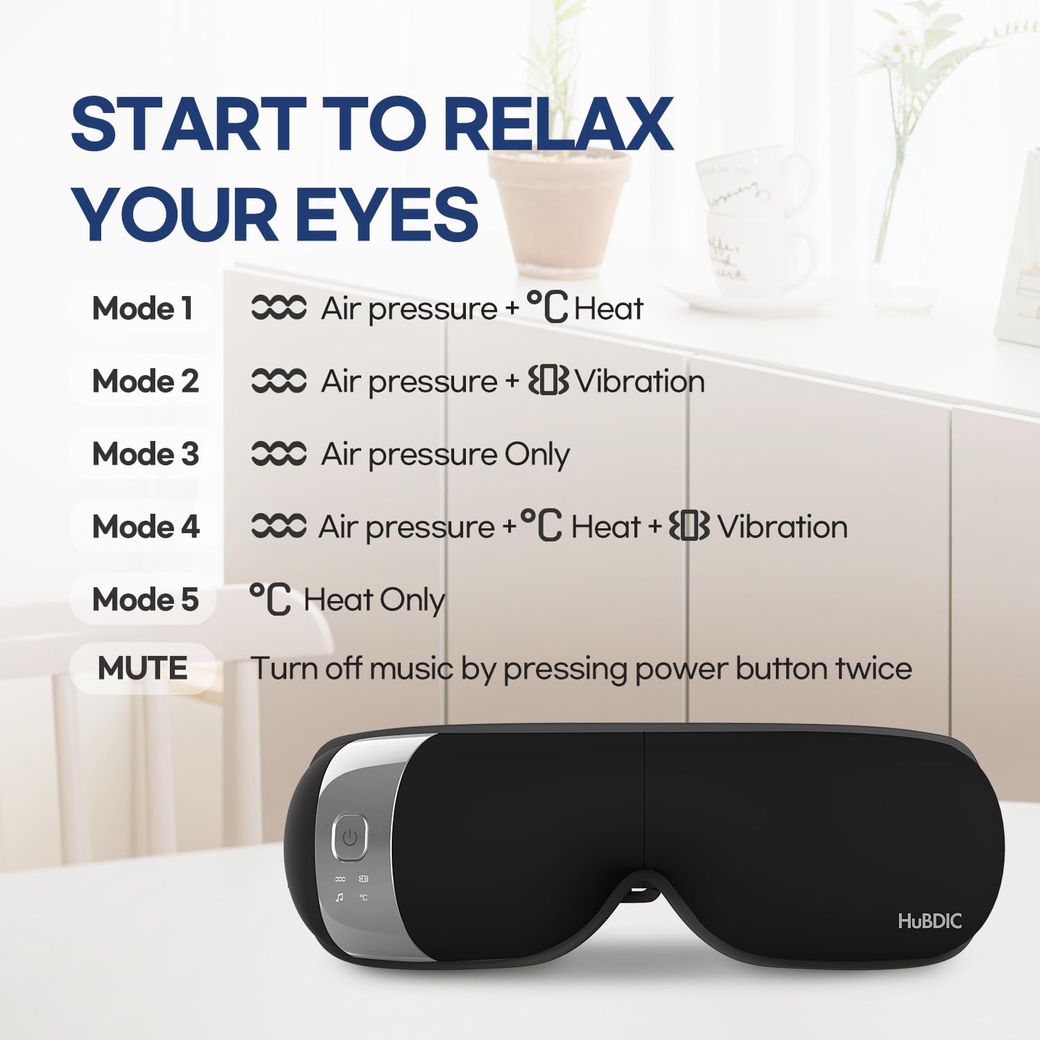 HubiCare Eye Massager: 5 modes de massage pour varier les sensations.