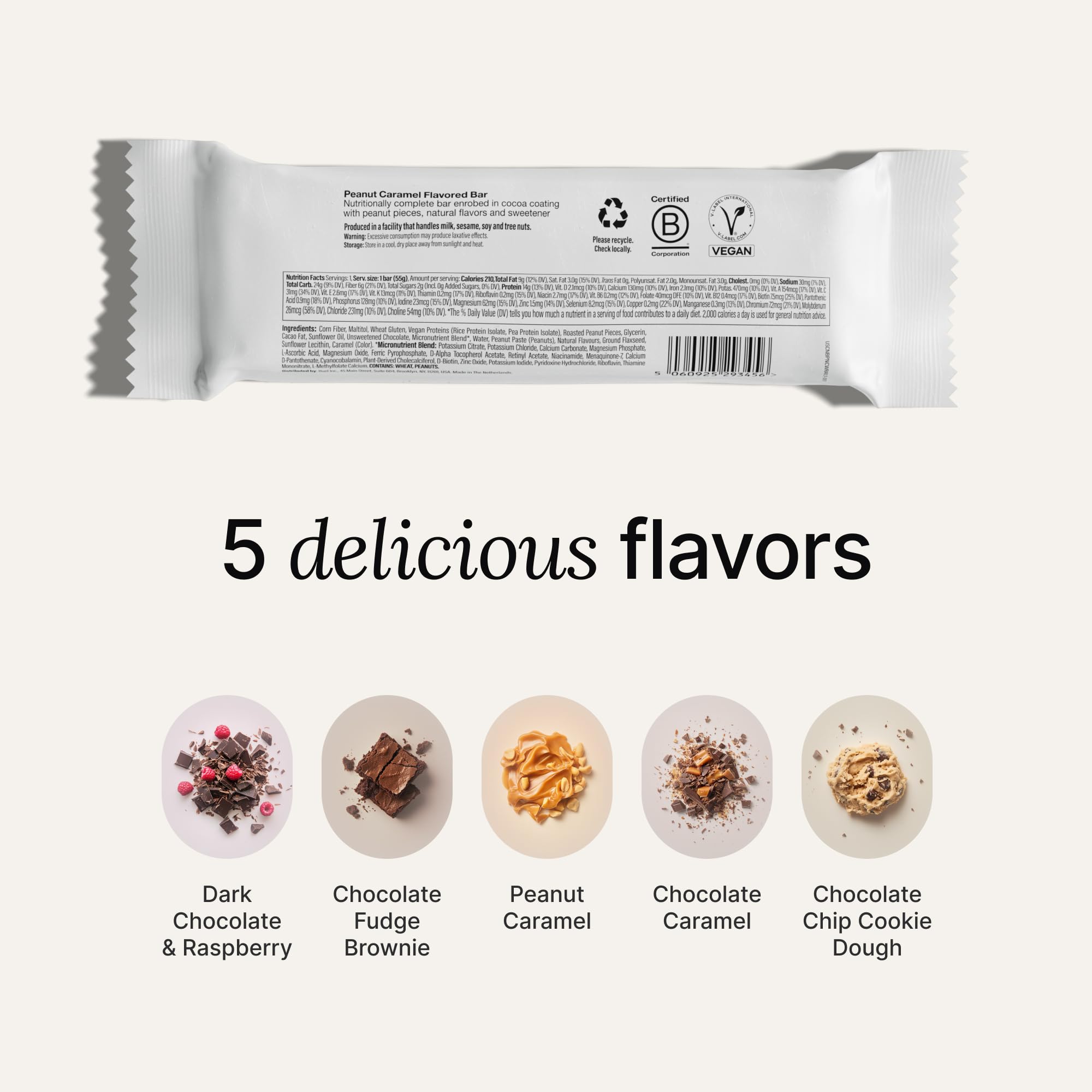 Barre Huel avec 27 vitamines et minéraux, complément quotidien pratique.