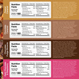 Tranche de barre Huel montrant couche caramel et enrobage chocolaté.
