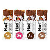 Barre Huel révélant 27 vitamines et minéraux pour soutenir l'énergie quotidienne.