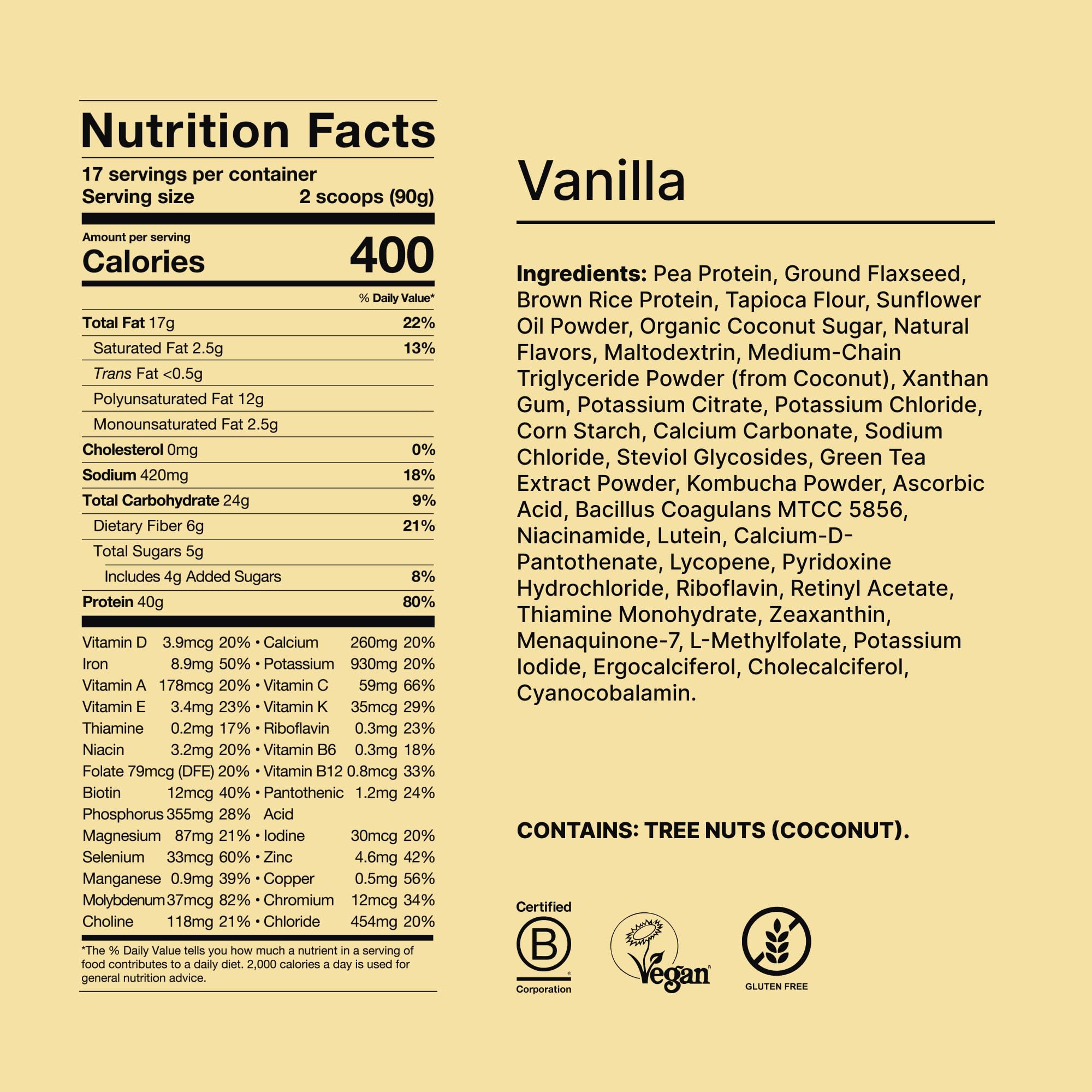 Préparation smoothie fruits et noix avec Huel vanille.