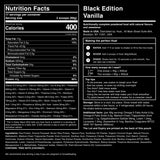 Verre mélange vanille avec Huel Black Edition, mélange homogène et prêt à boire.