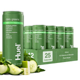 Huel Daily Greens en bouteille versante, pratique pour un petit-déjeuner rapide et équilibré.